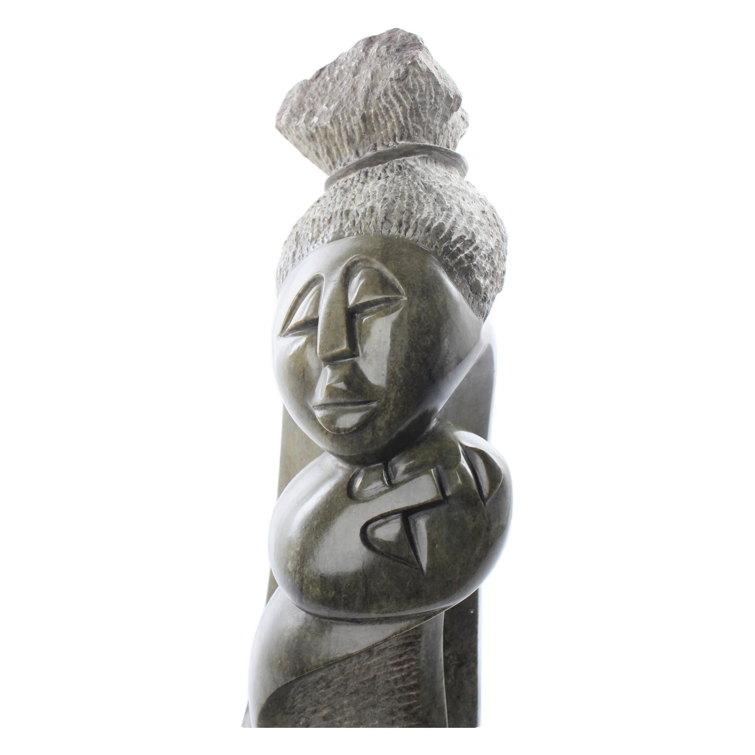 Shona Tribe Fruit Serpentine Mother and Child ~26.4" Tall - Mother and Child