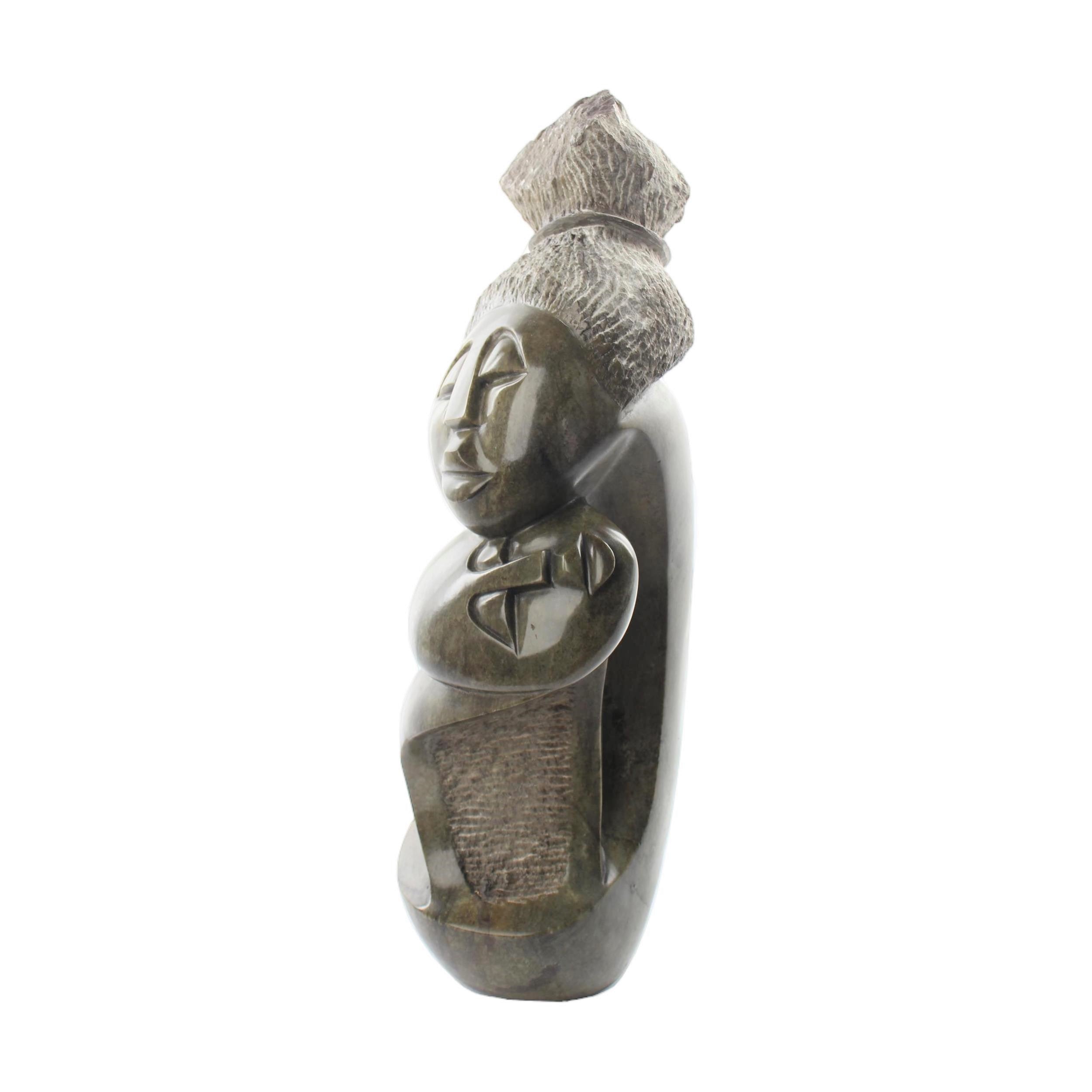 Shona Tribe Fruit Serpentine Mother and Child ~26.4" Tall - Mother and Child