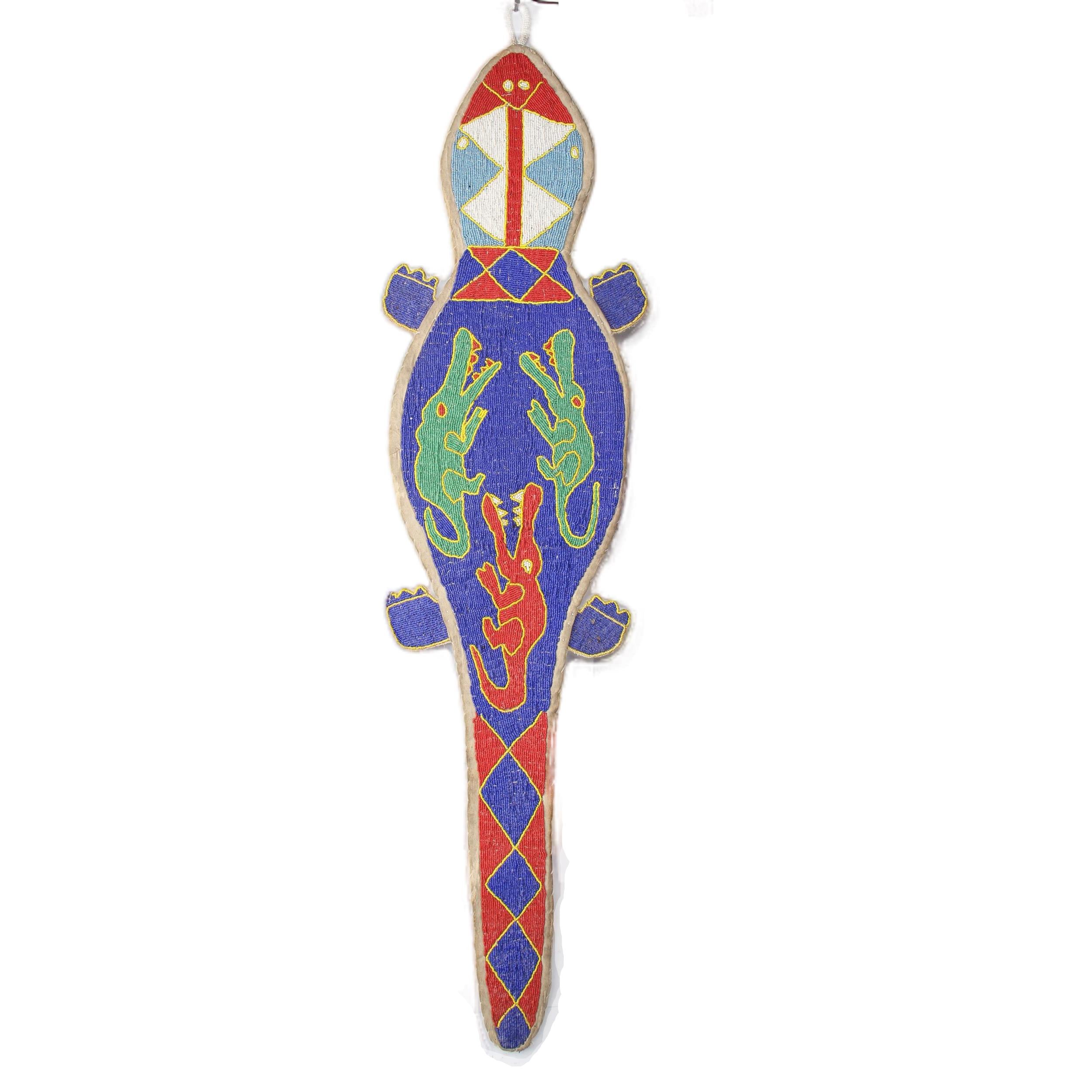 Yoruba Tribe Lizard ~50.4" Tall - Beaded Artifact