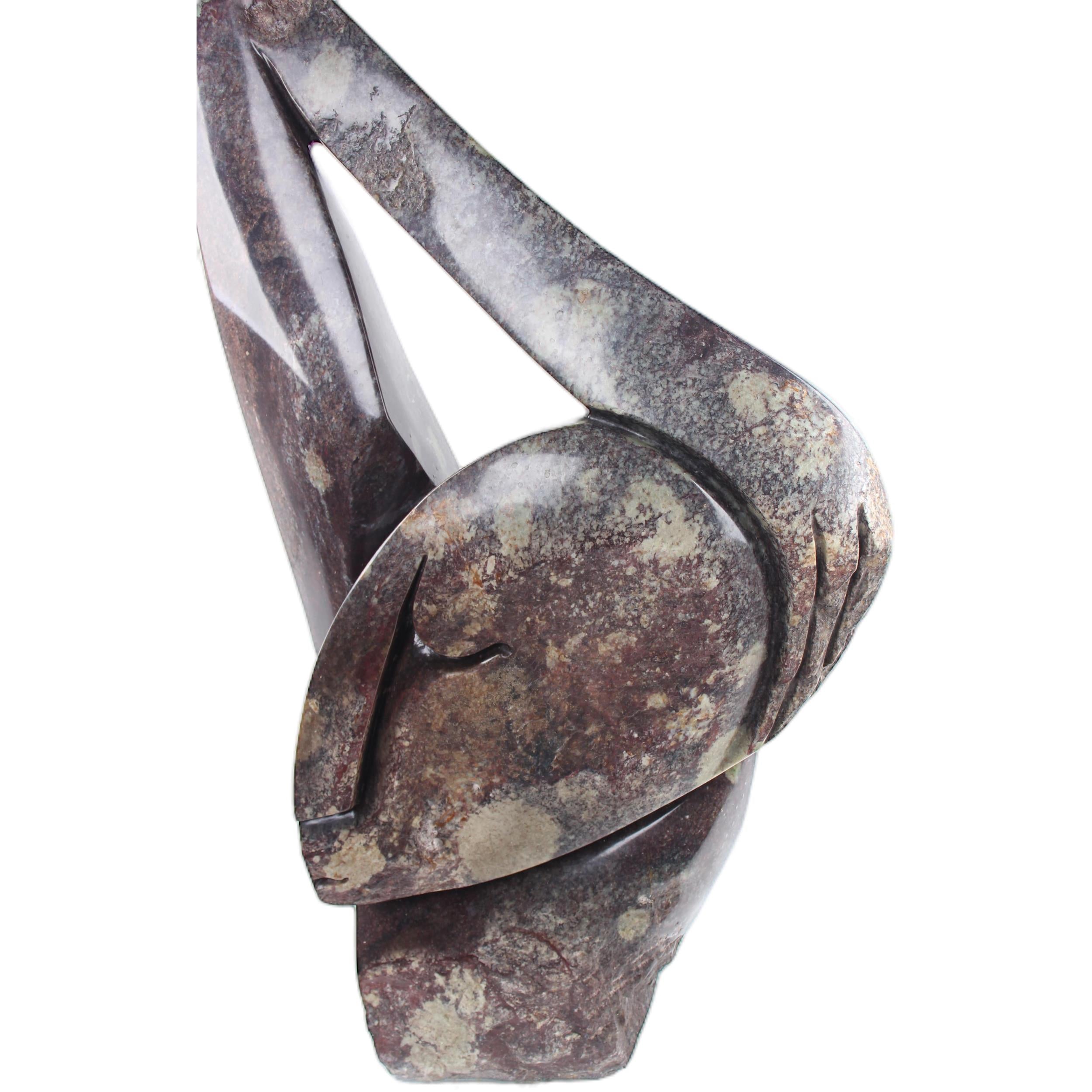 Shona Tribe Cobalt Stone Thinker ~38.2" Tall - Thinker