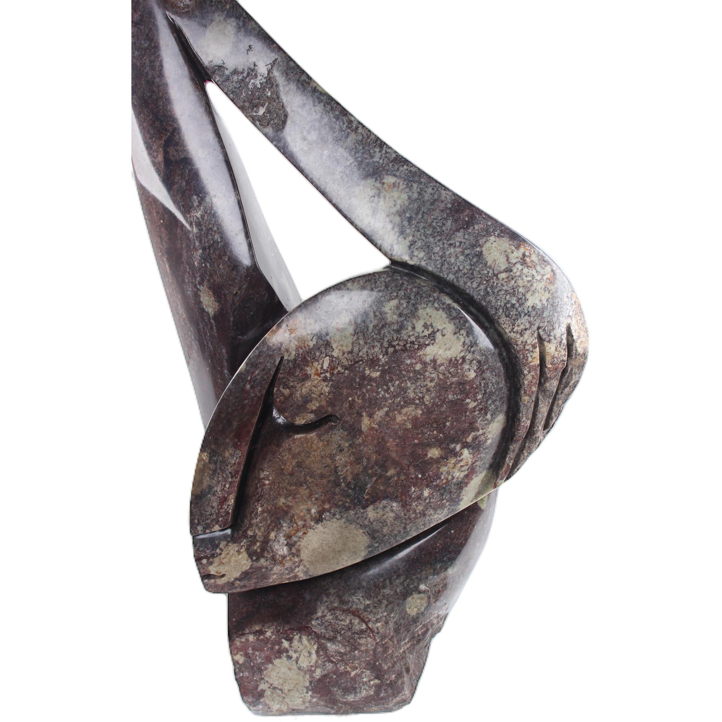 Shona Tribe Cobalt Stone Thinker ~38.2" Tall - Thinker