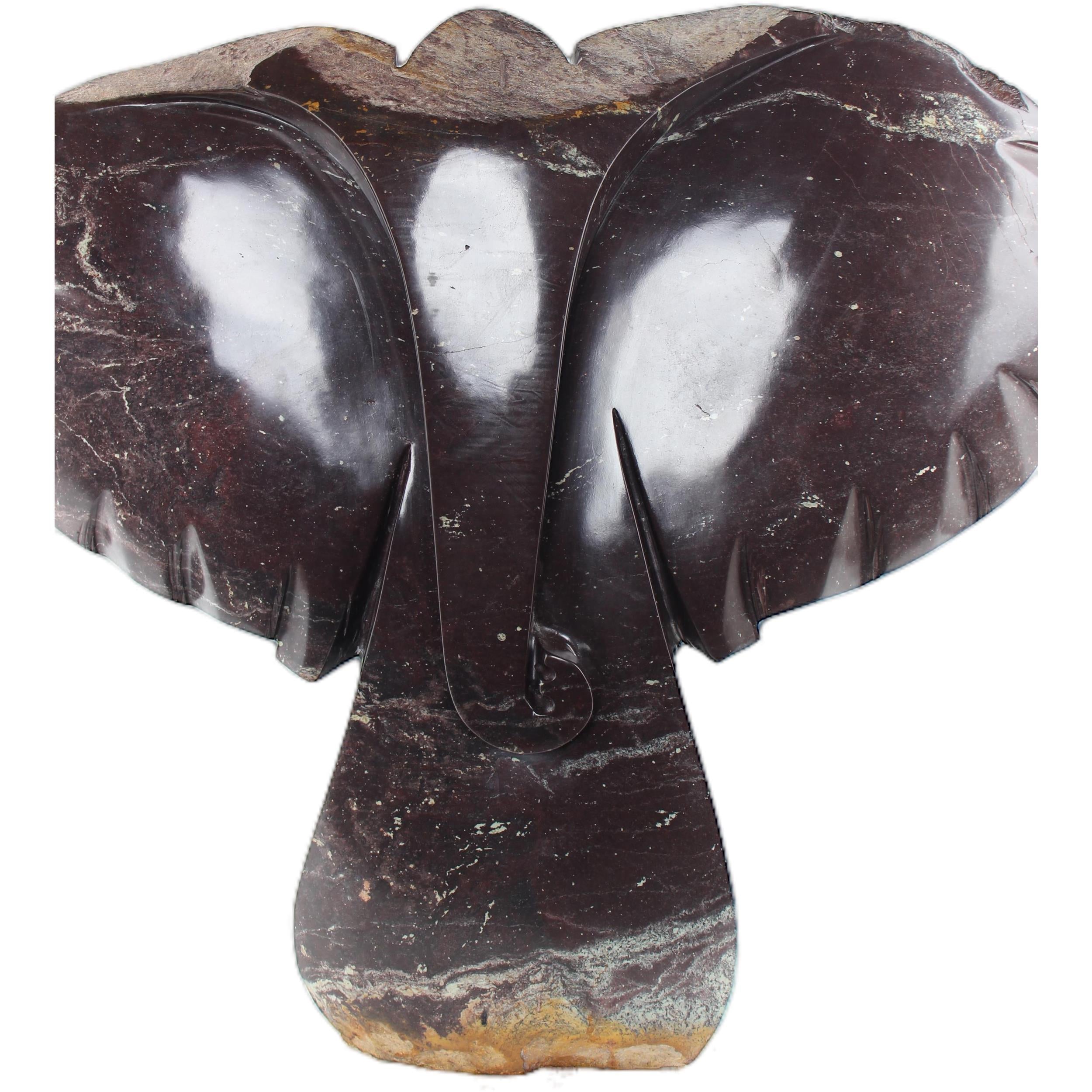 Shona Tribe Cobalt Stone Elephant ~31.5" Tall - Elephant