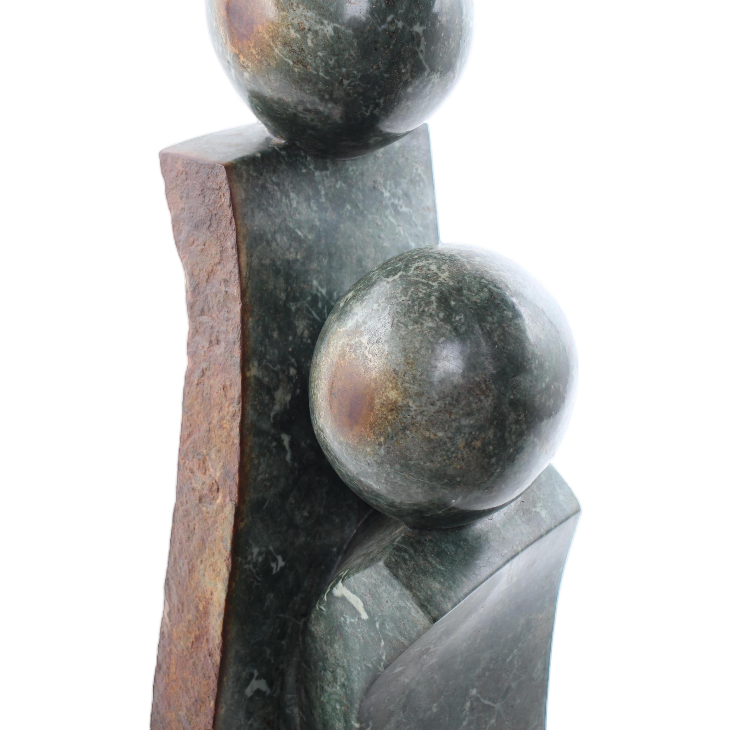 Shona Tribe Opal Stone Mother and Child ~29.1" Tall - Mother and Child