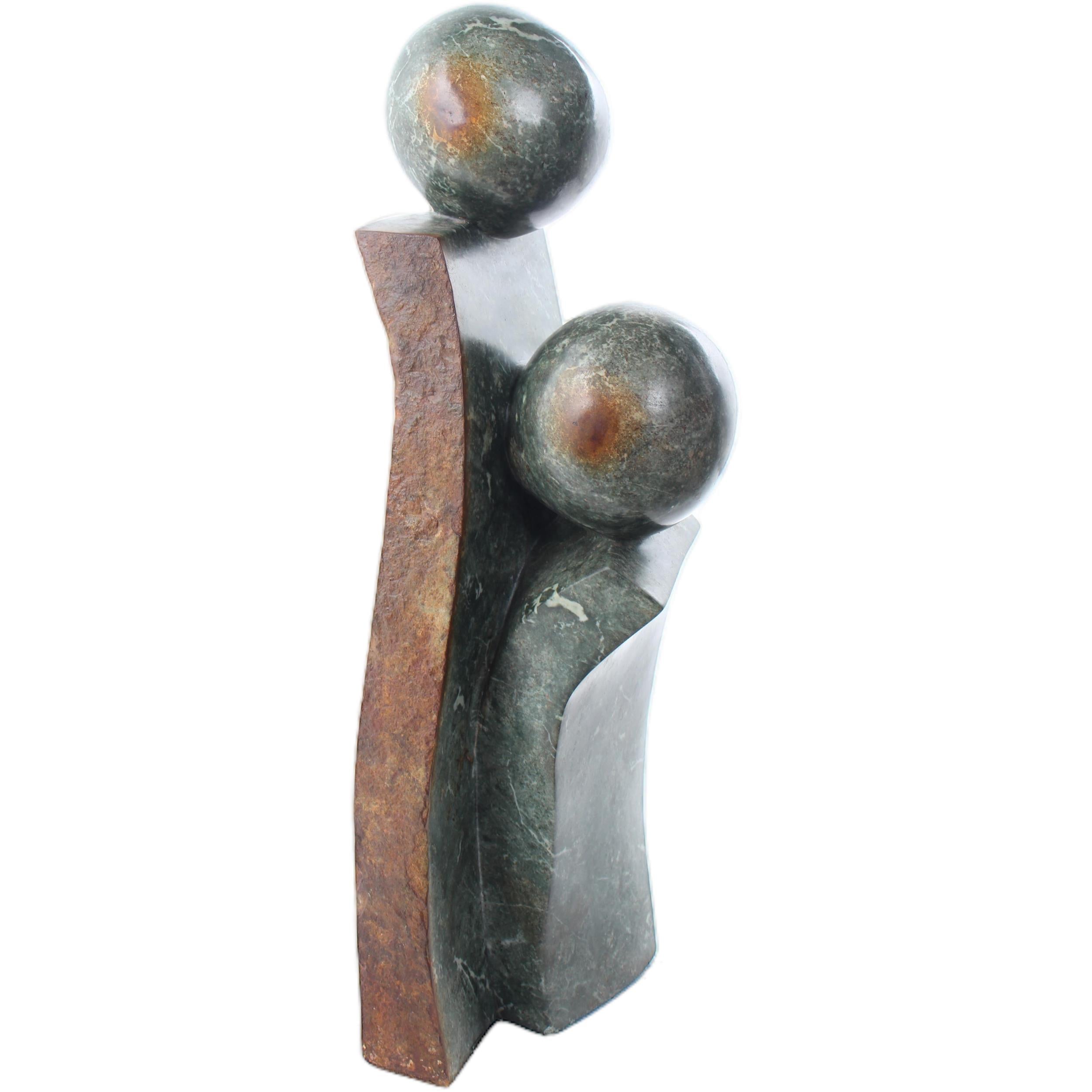 Shona Tribe Opal Stone Mother and Child ~29.1" Tall - Mother and Child