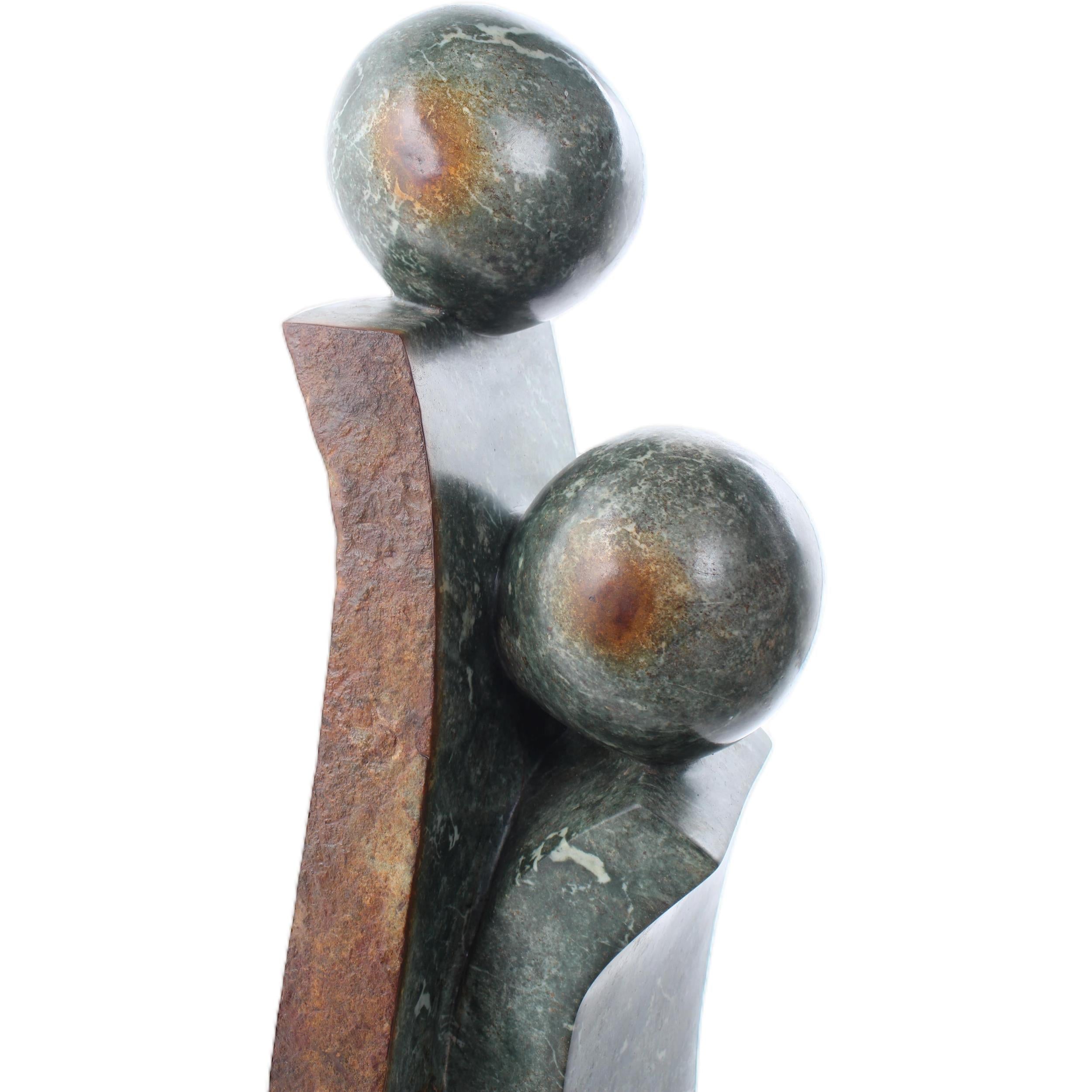 Shona Tribe Opal Stone Mother and Child ~29.1" Tall - Mother and Child