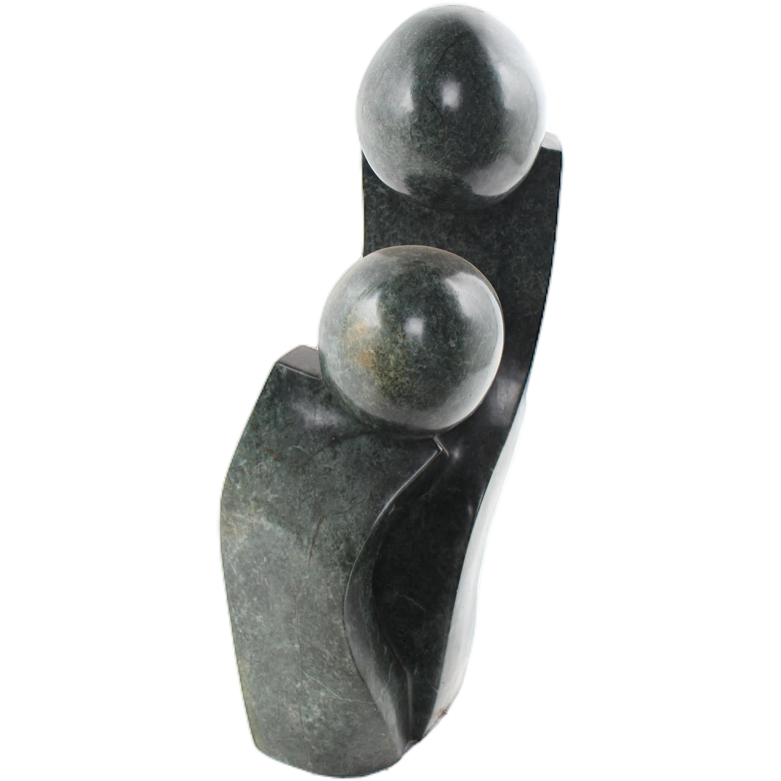 Shona Tribe Opal Stone Mother and Child ~28.3" Tall