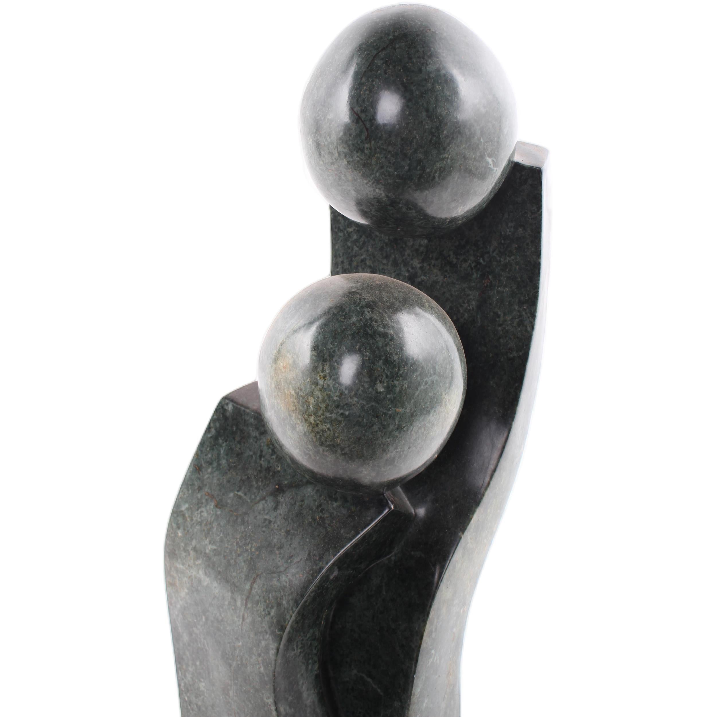 Shona Tribe Opal Stone Mother and Child ~28.3" Tall - Mother and Child