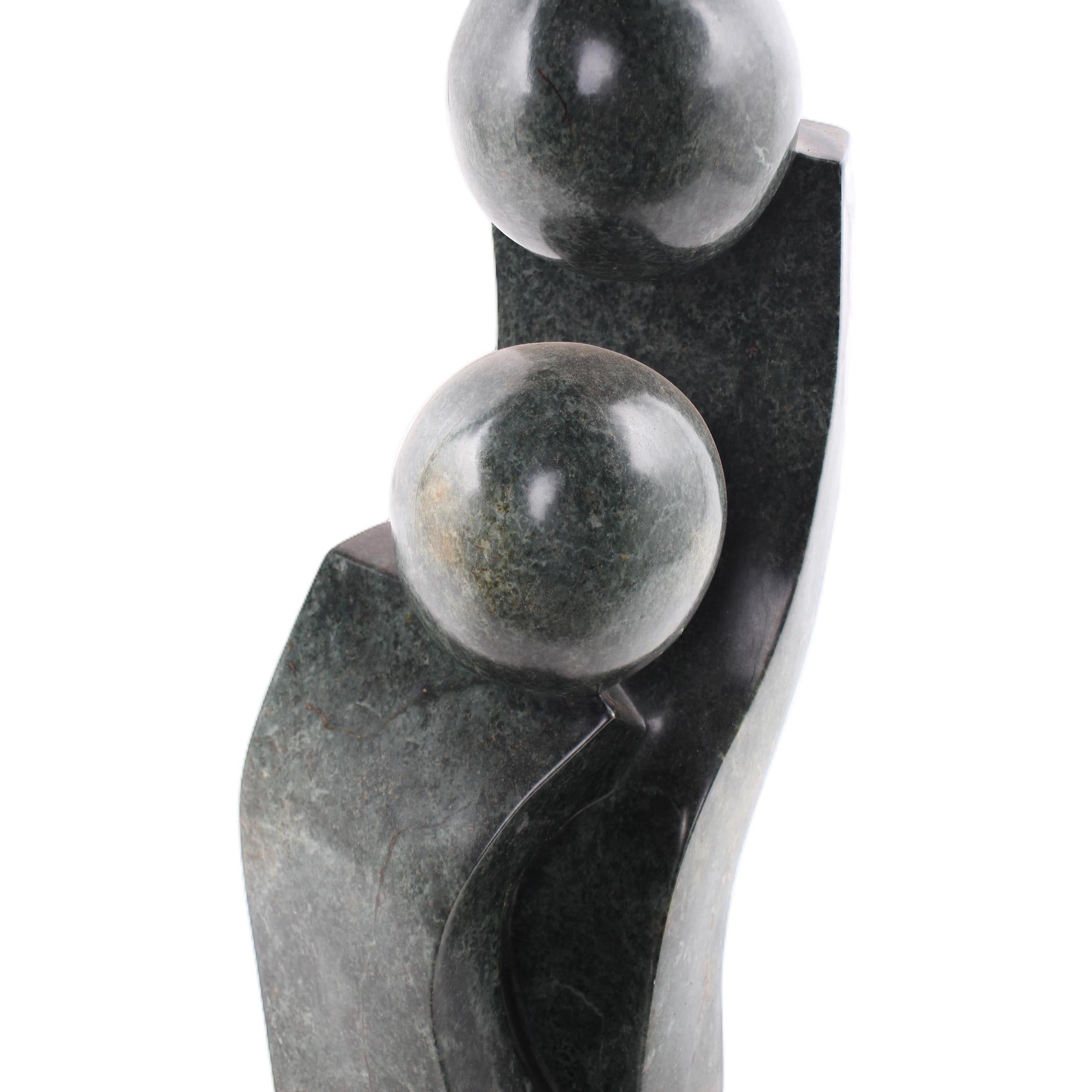 Shona Tribe Opal Stone Mother and Child ~28.3" Tall - Mother and Child