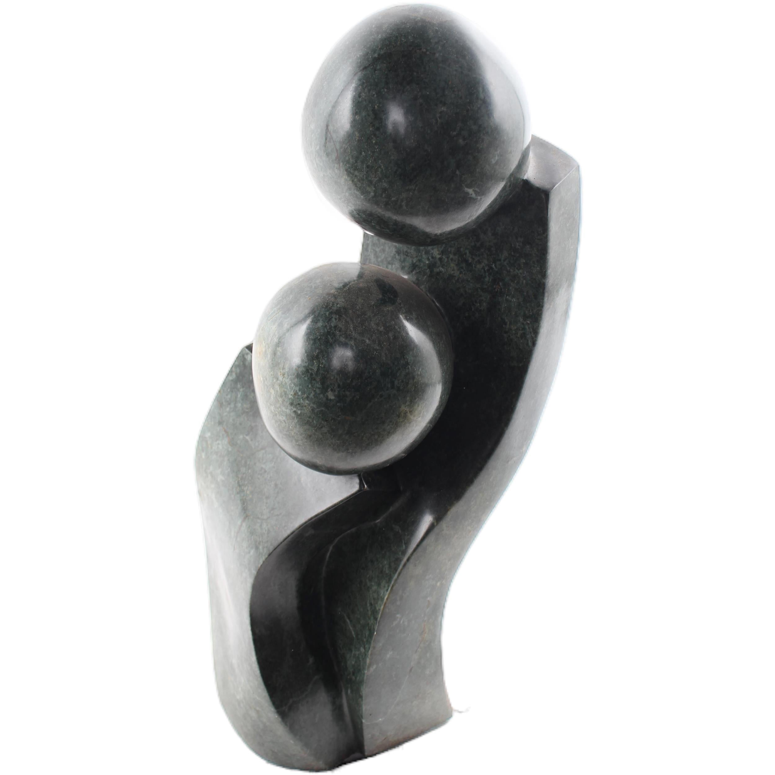 Shona Tribe Opal Stone Mother and Child ~28.3" Tall - Mother and Child