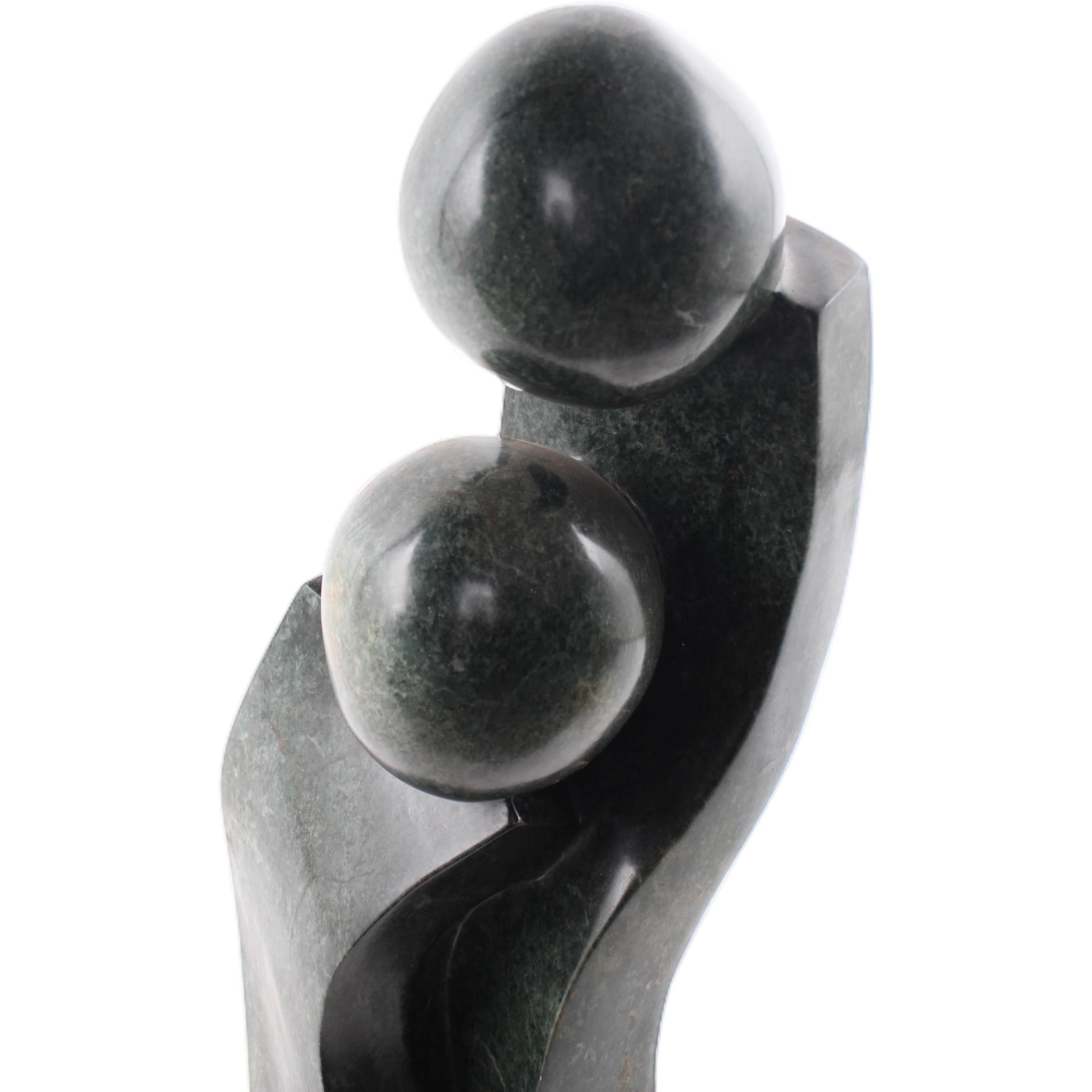 Shona Tribe Opal Stone Mother and Child ~28.3" Tall - Mother and Child