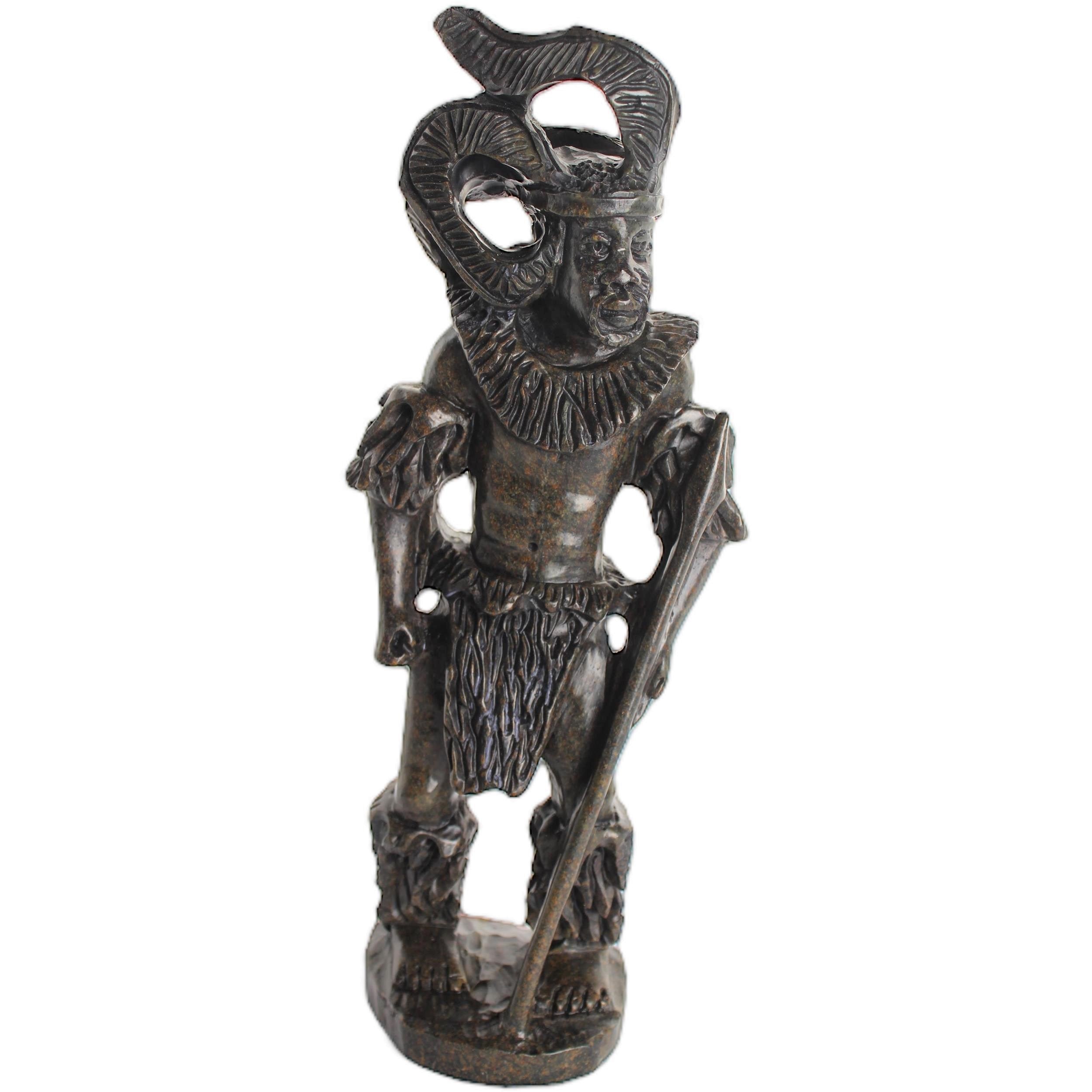 Shona Tribe Serpentine Stone Warrior Figure ~11.8" Tall