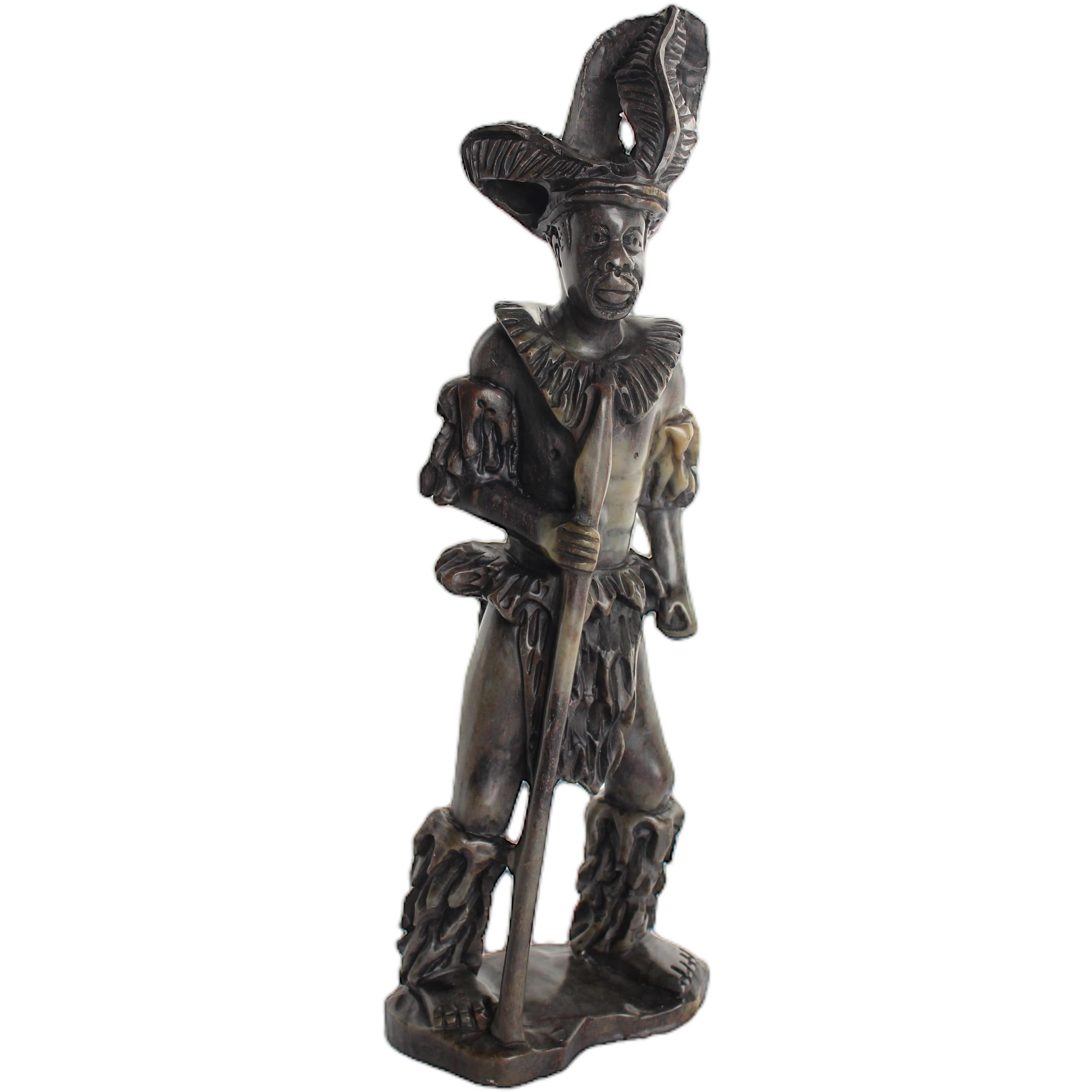 Shona Tribe Serpentine Stone Warrior Figure ~13.0" Tall