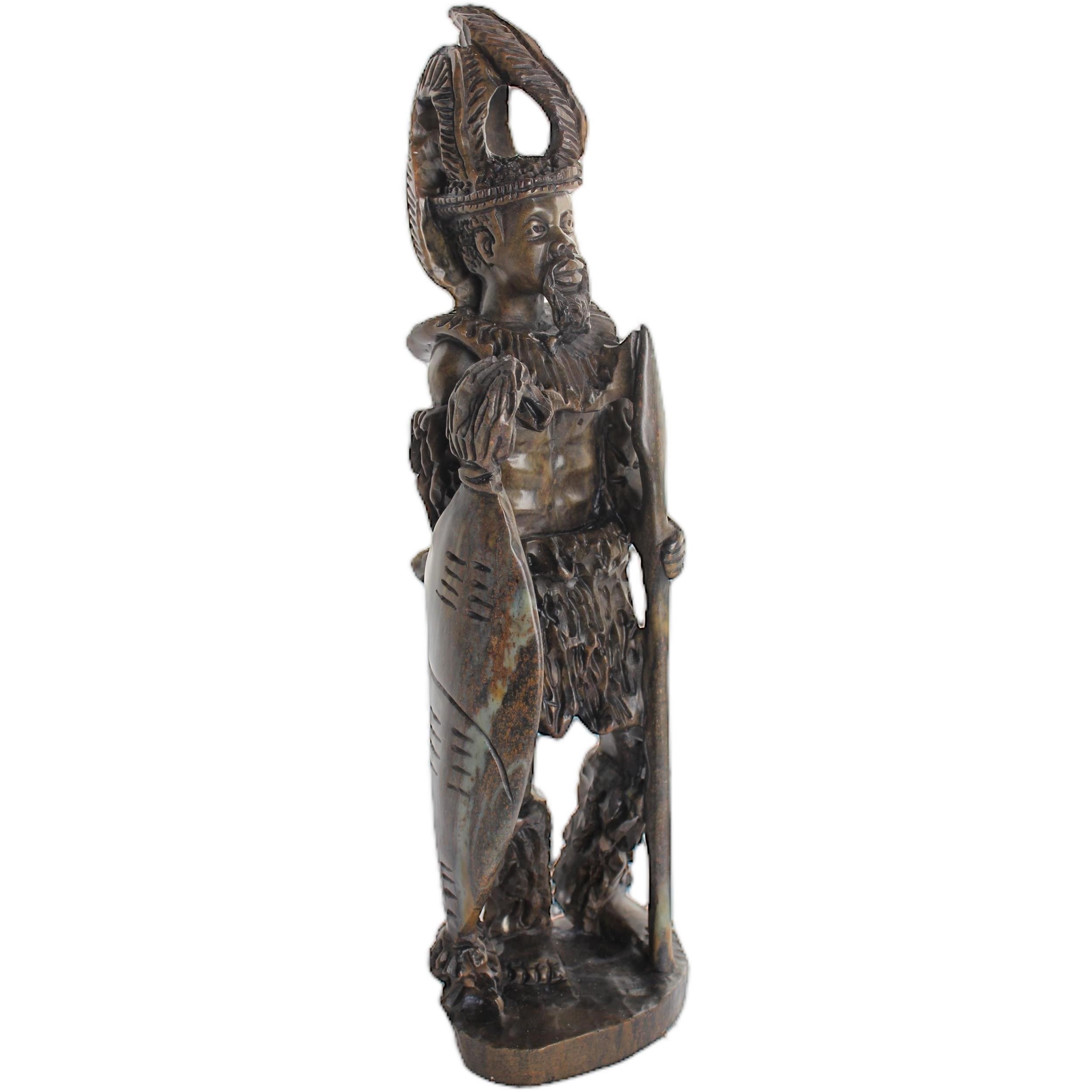 Shona Tribe Serpentine Stone Warrior Figure ~12.6" Tall