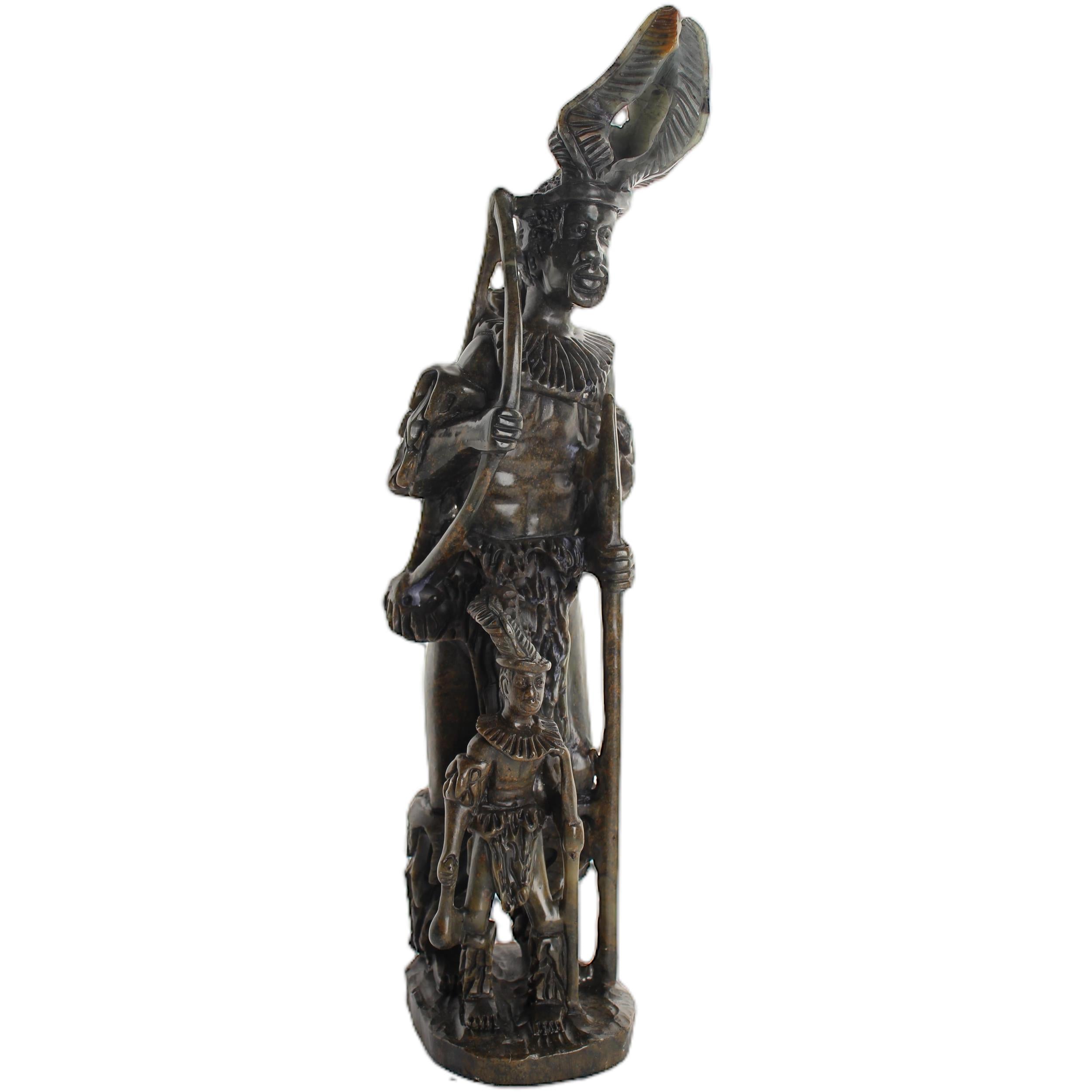 Shona Tribe Serpentine Stone Warrior Figure ~15.7" Tall - Warrior Figure