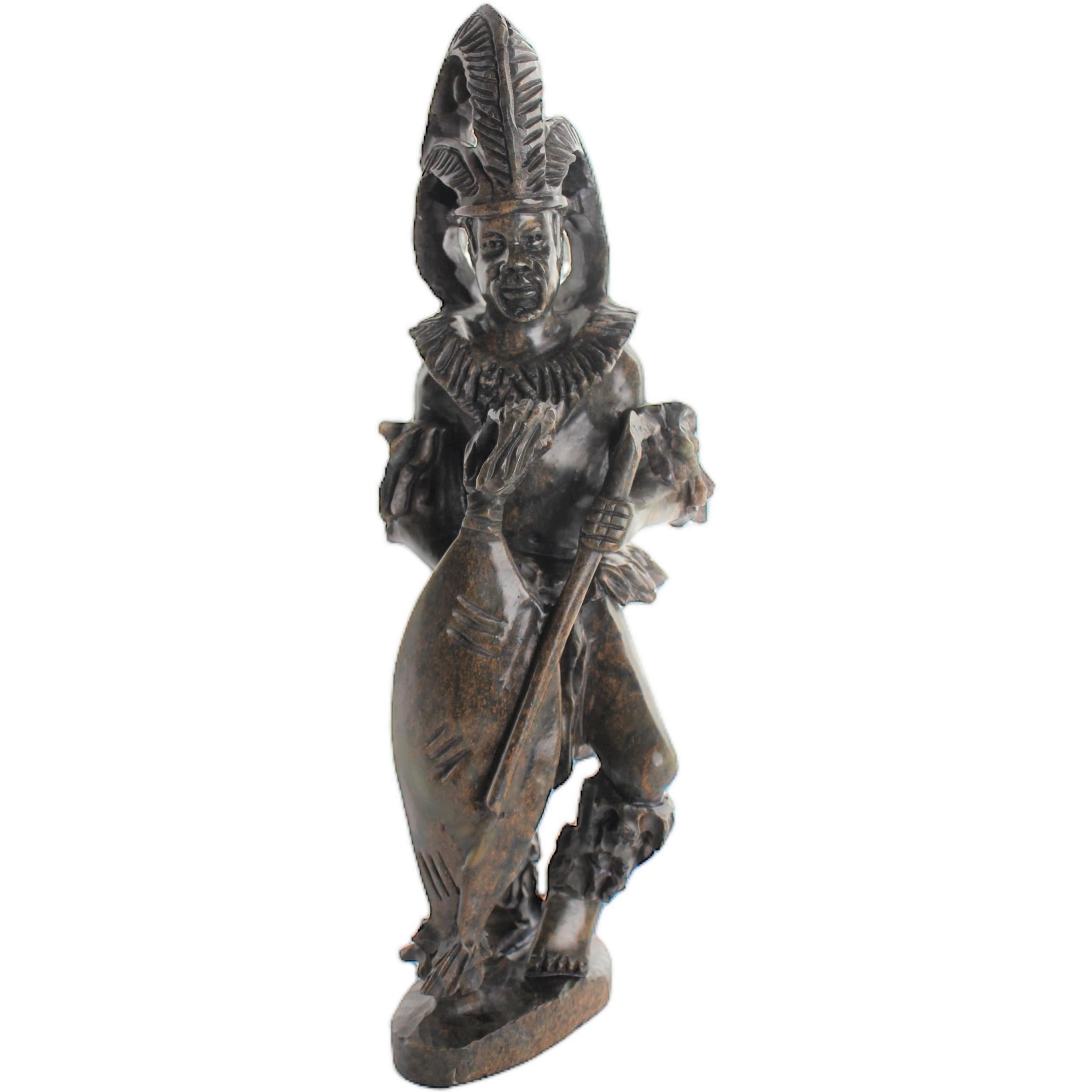 Shona Tribe Serpentine Stone Warrior Figure ~13.8" Tall