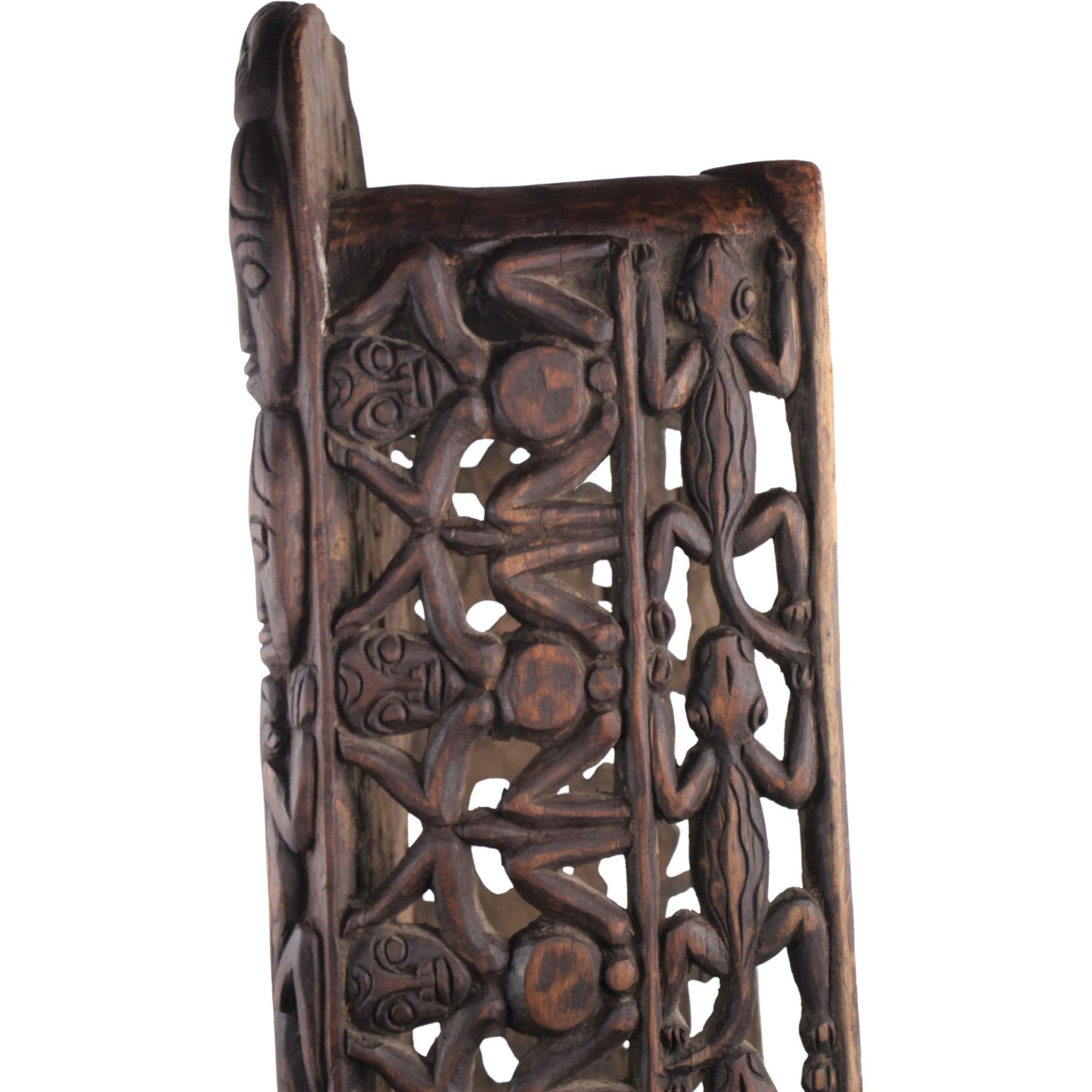 Bamileke Tribe Wooden Bed ~73.6" Tall - African Angel Art - Wooden Bed