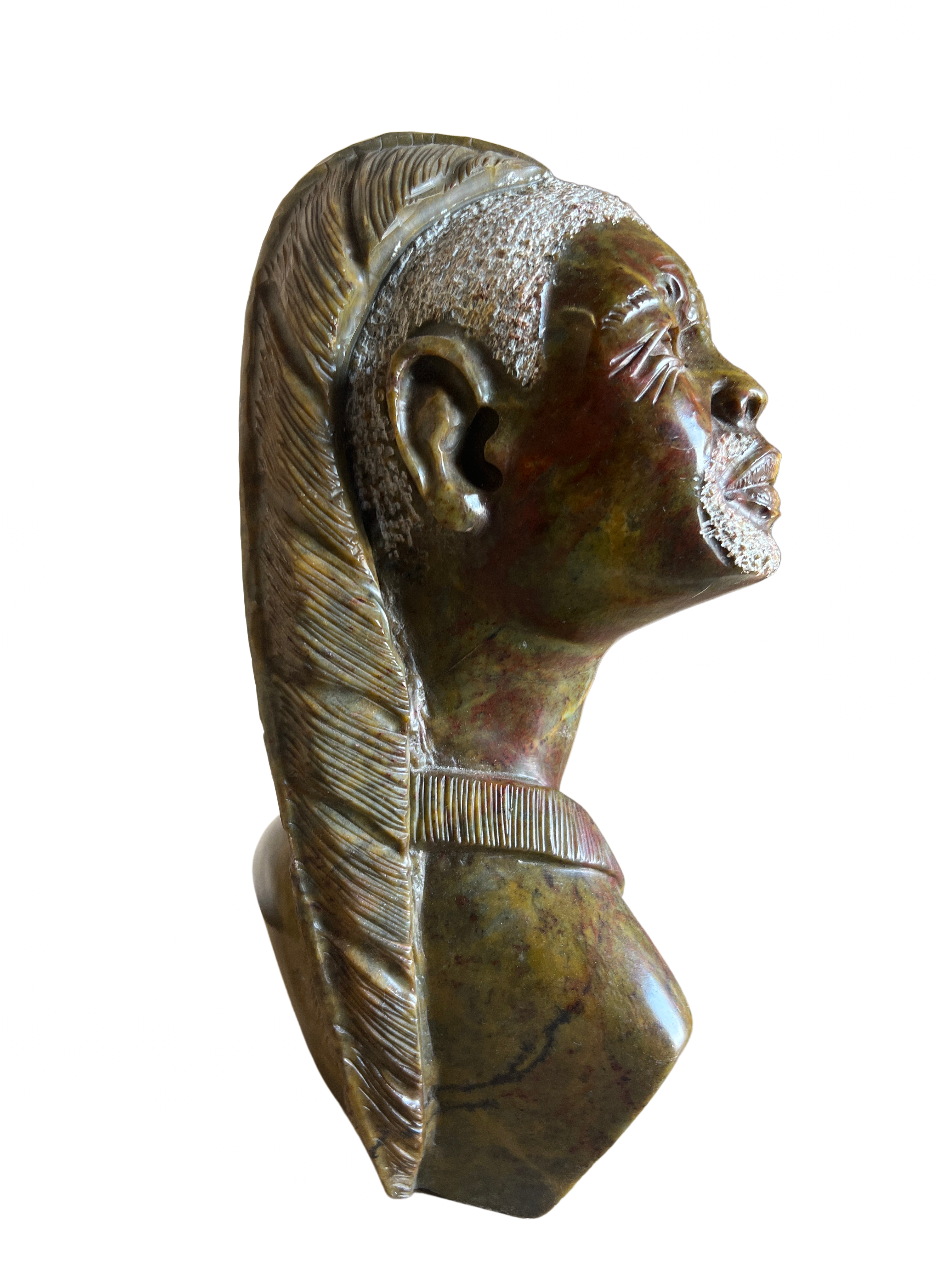 Shona Tribe Fruit Serpentine Chief With Feather - Shona