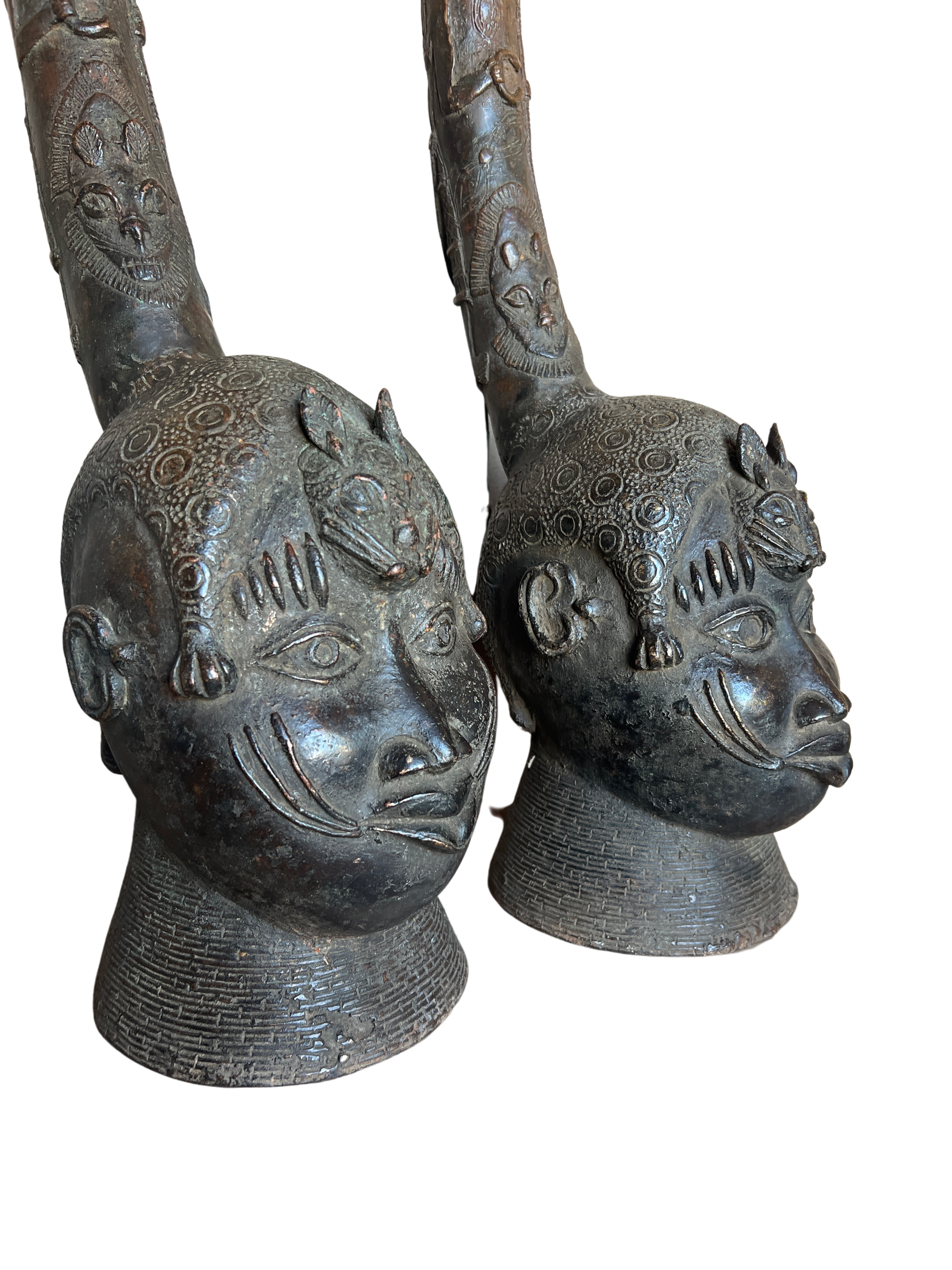 Edo Tribe Benin Bronze Heads - Edo