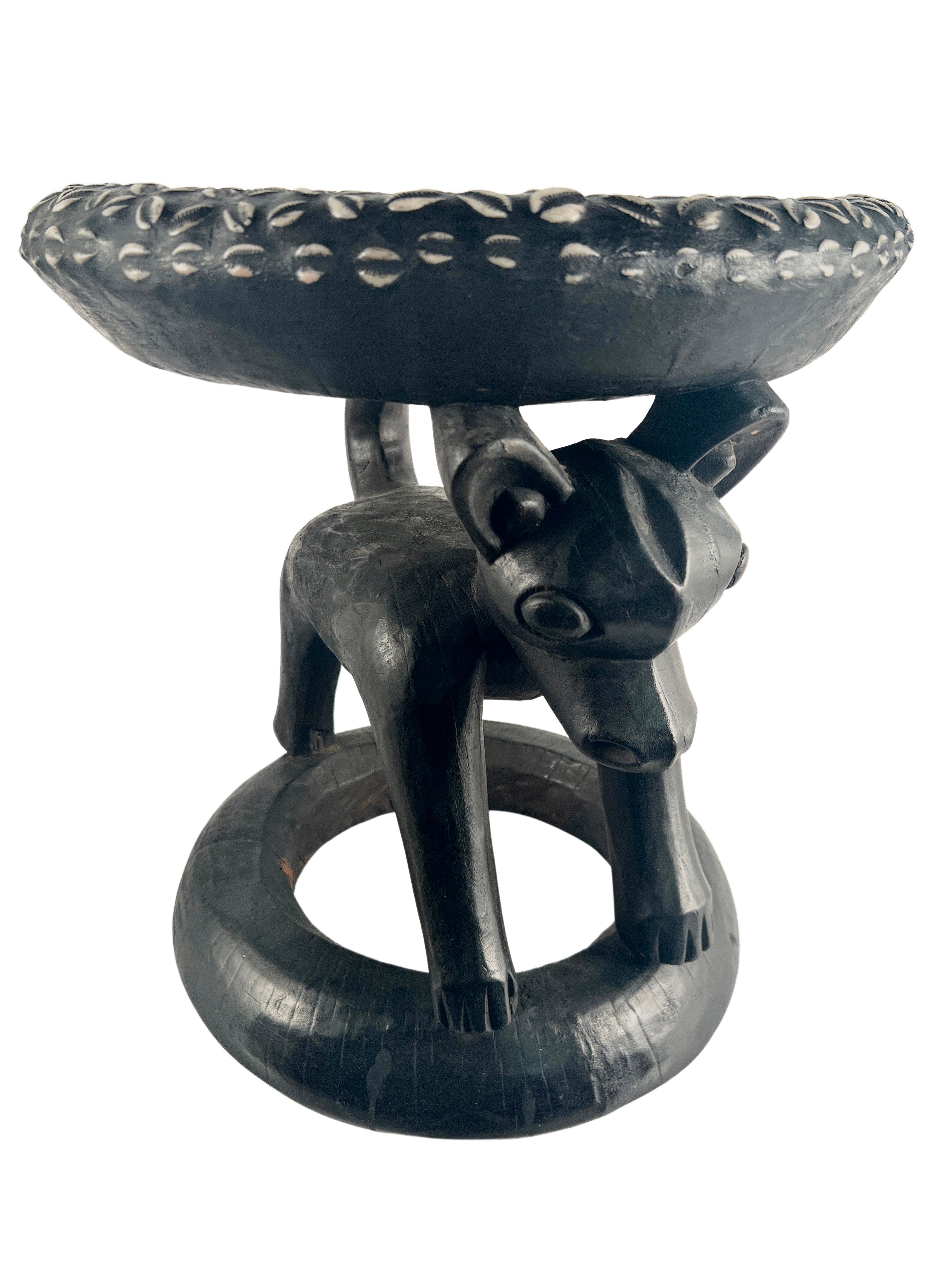 Bamileke Tribe Coin and Cowrie Stool - Bamileke