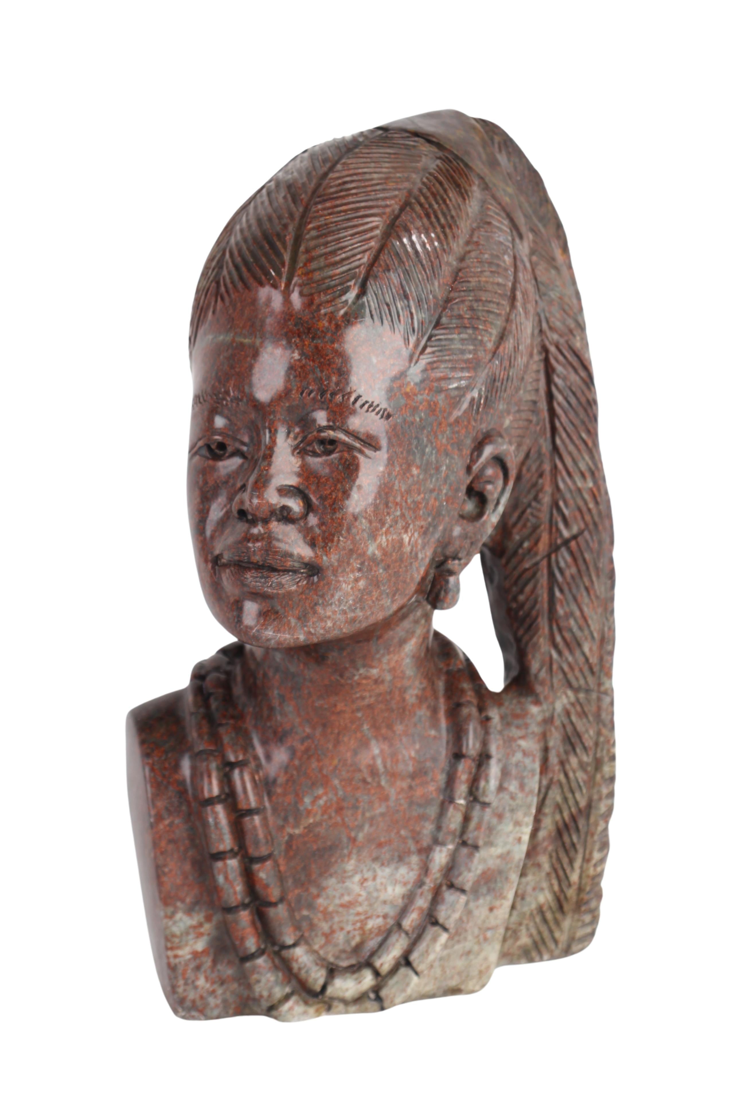 Shona Tribe Fruit Serpentine Bust ~15.7" Tall (New 2024)