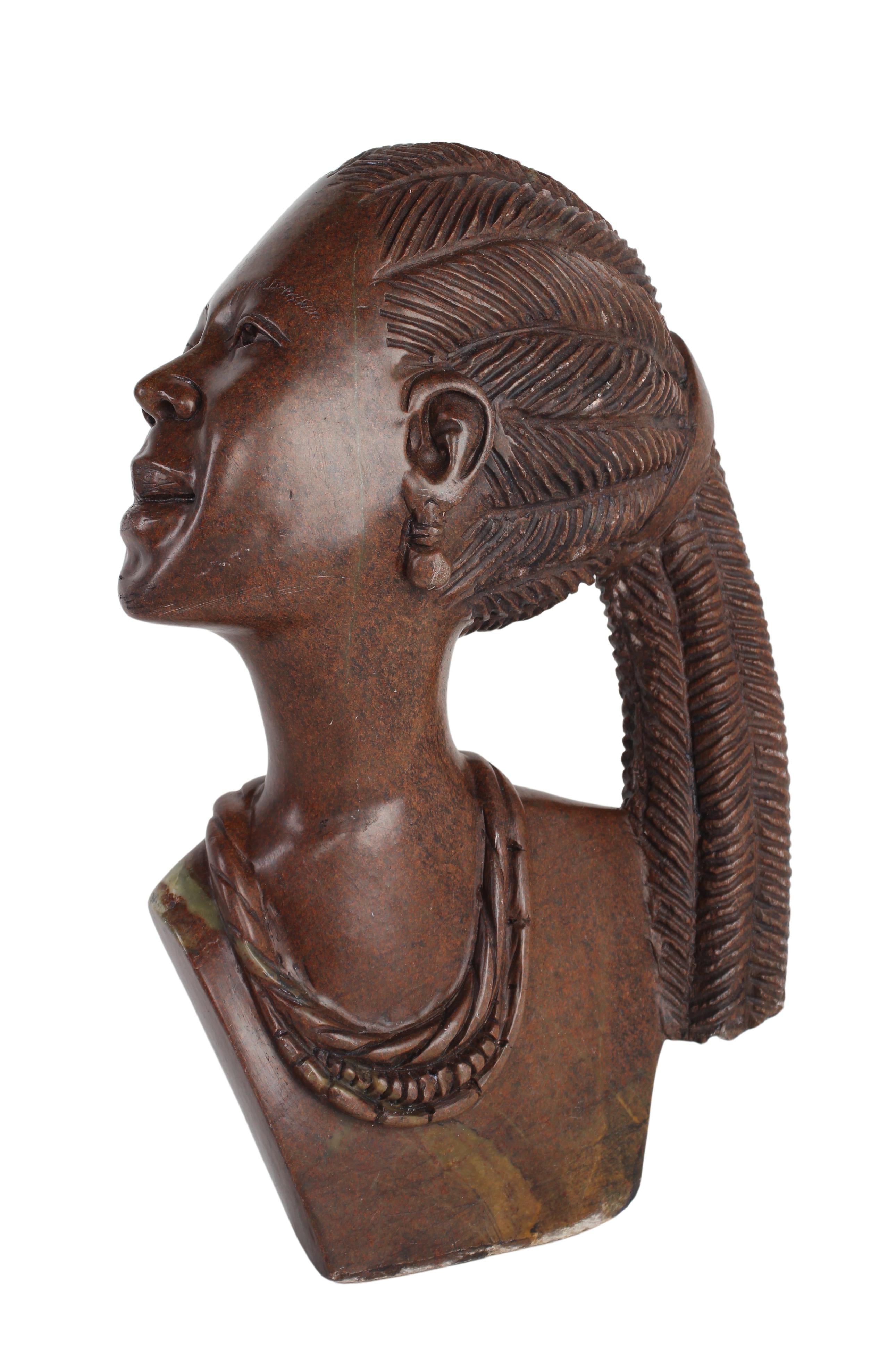 Shona Tribe Fruit Serpentine Stone Bust ~18.5" Tall (New 2024)