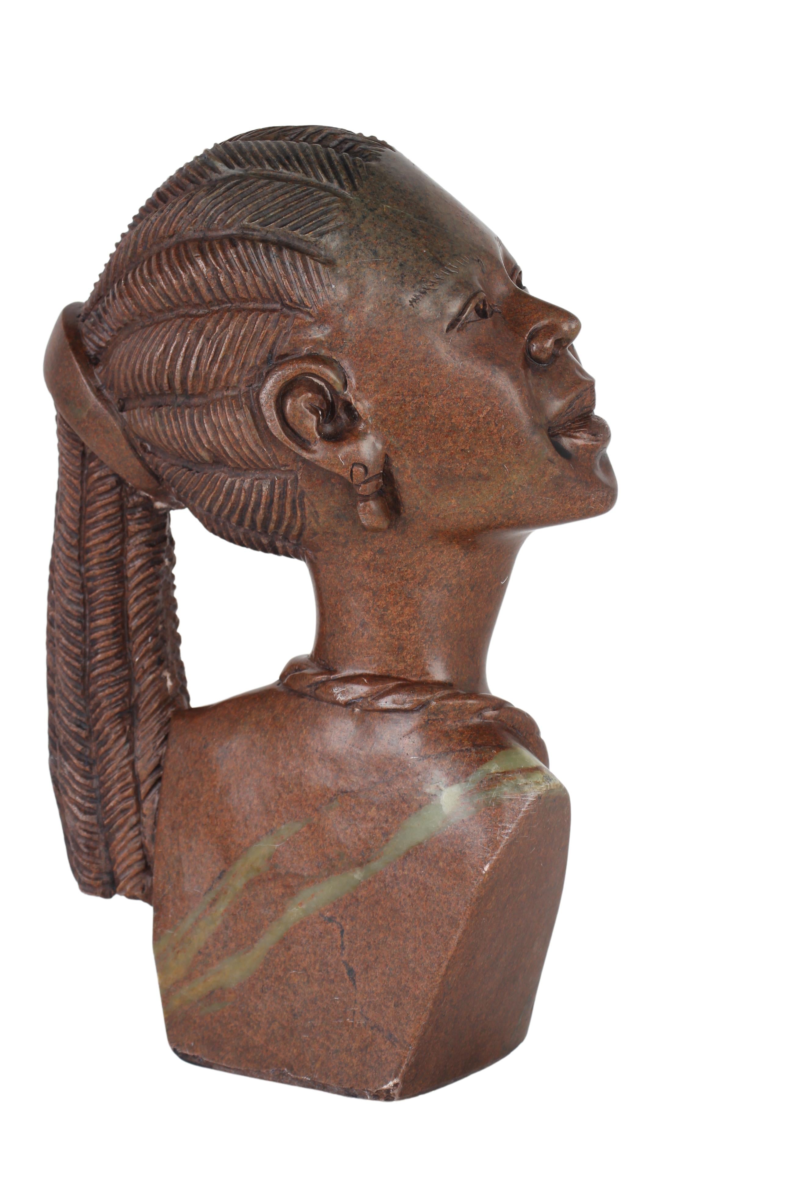 Shona Tribe Fruit Serpentine Stone Bust ~18.5" Tall (New 2024)