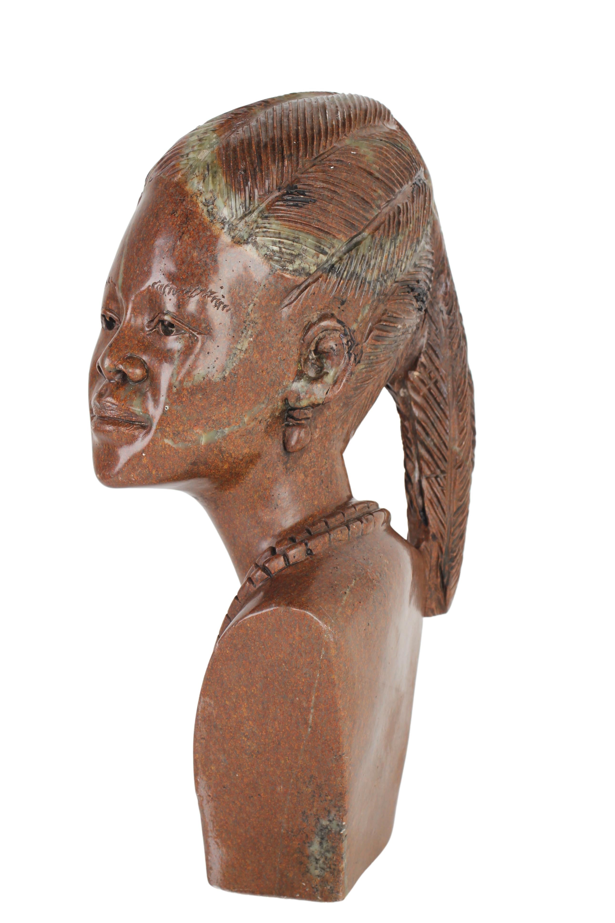 Shona Tribe Fruit Serpentine Bust ~16.9" Tall (New 2024)