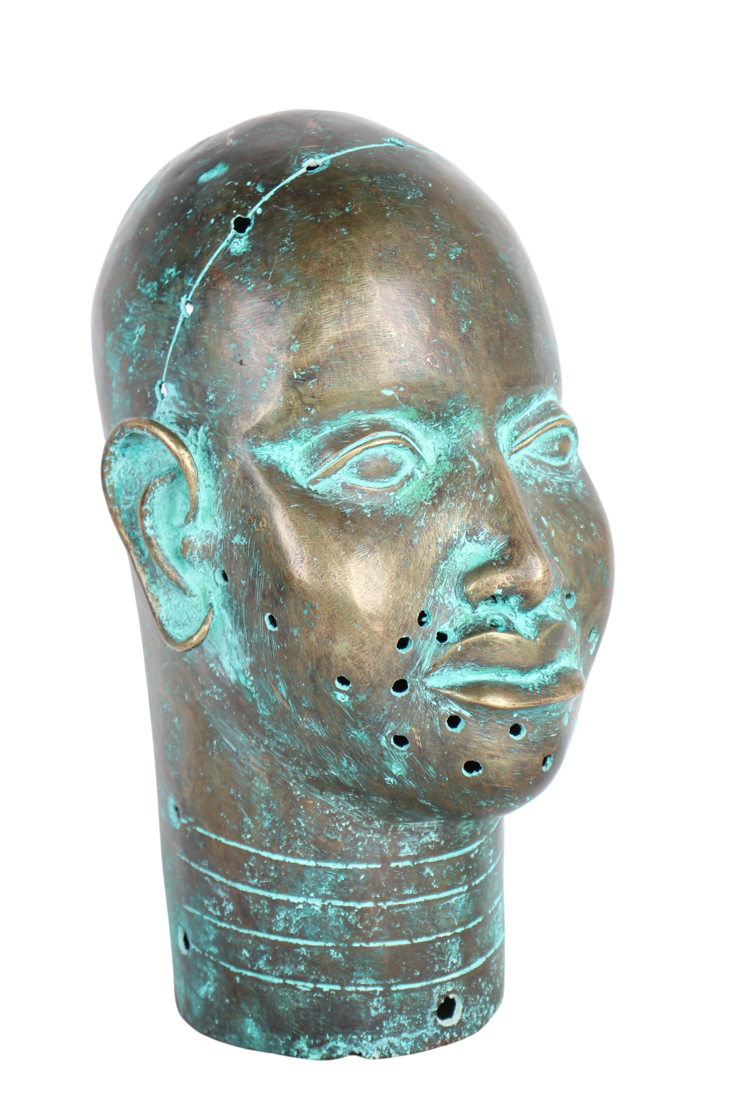 Yoruba Tribe Ife Bronze Head Sculpture ~14.6" Tall (New 2024)