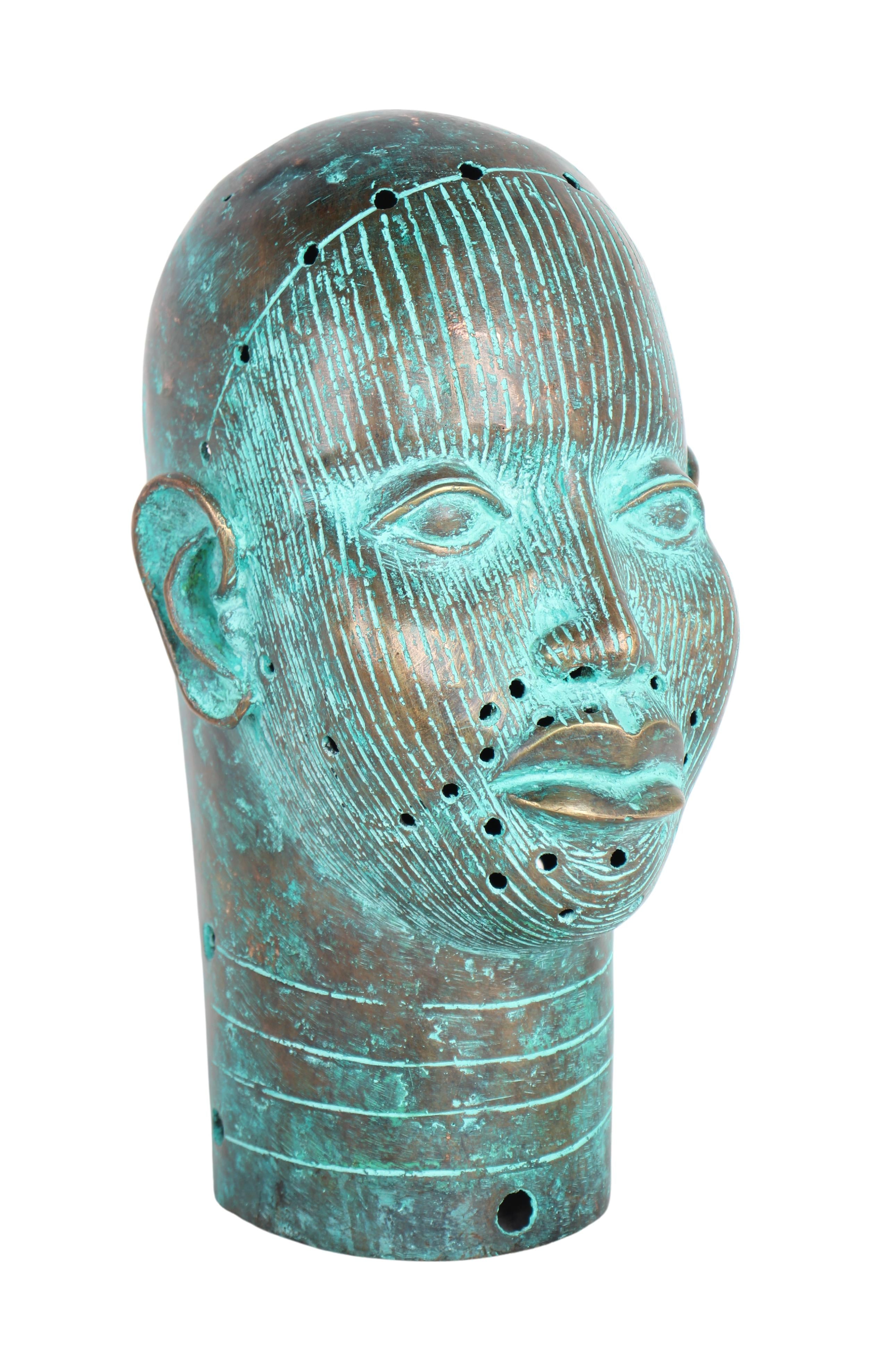 Yoruba Tribe Ife Bronze Head Sculpture ~14.6" Tall (New 2024)