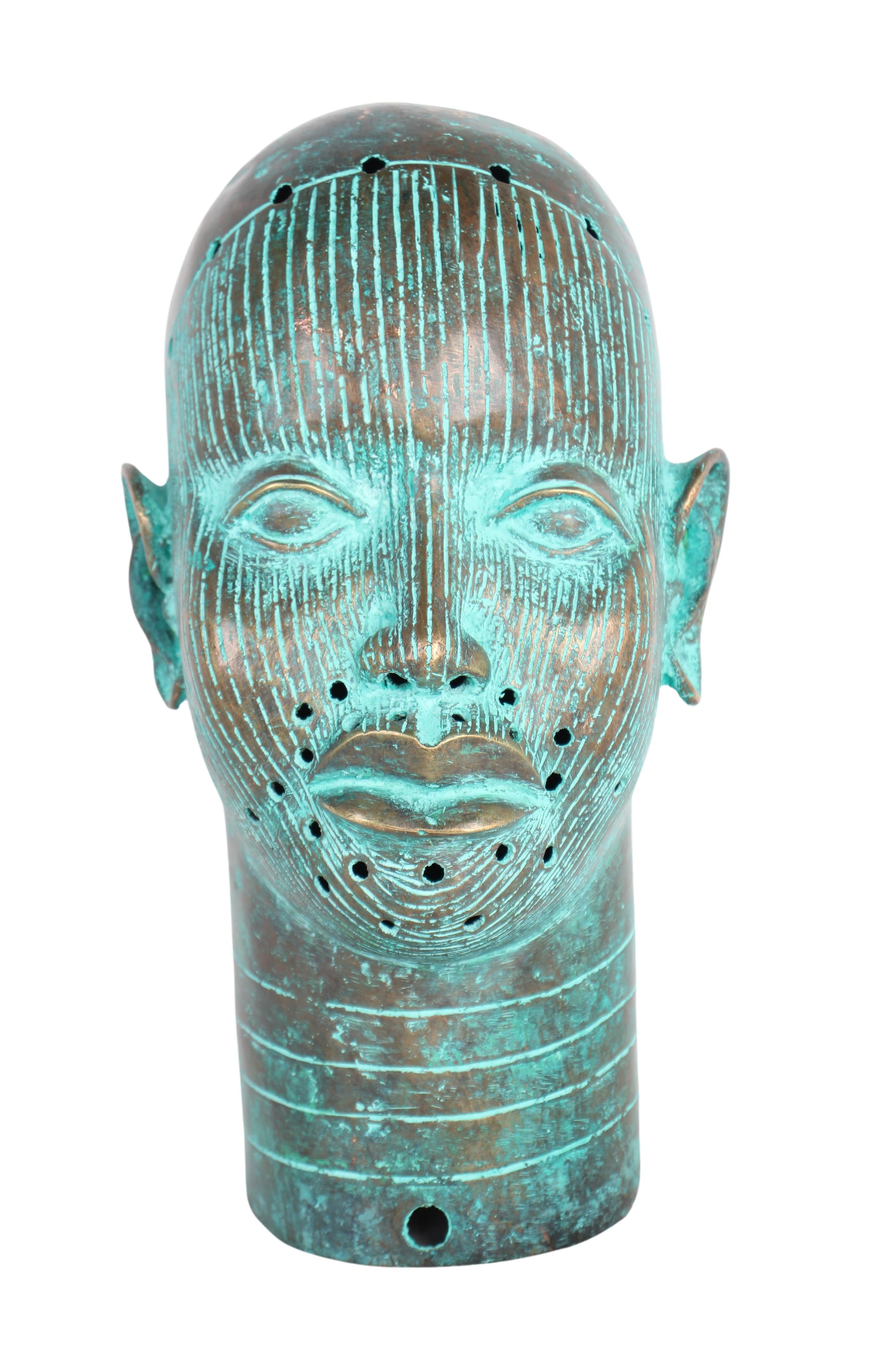 Yoruba Tribe Ife Bronze Head Sculpture ~14.6" Tall (New 2024)