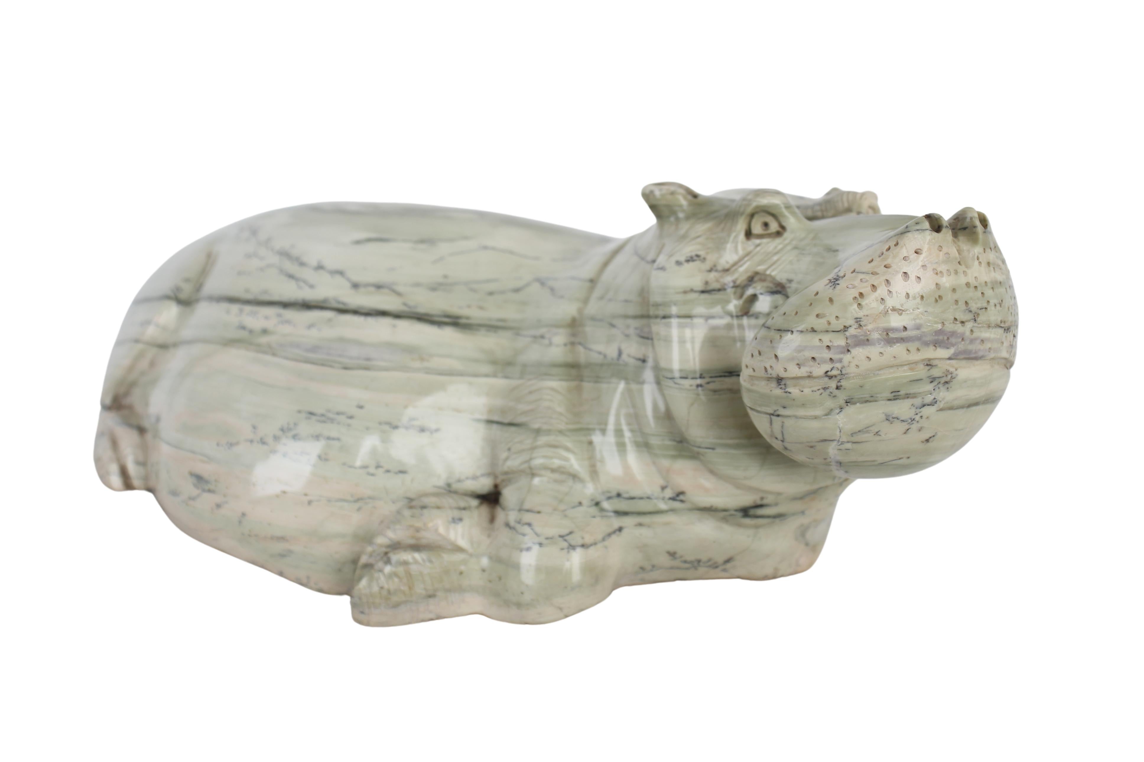 Shona Tribe Butter Jade Hippo ~6.3" Tall (New 2024)