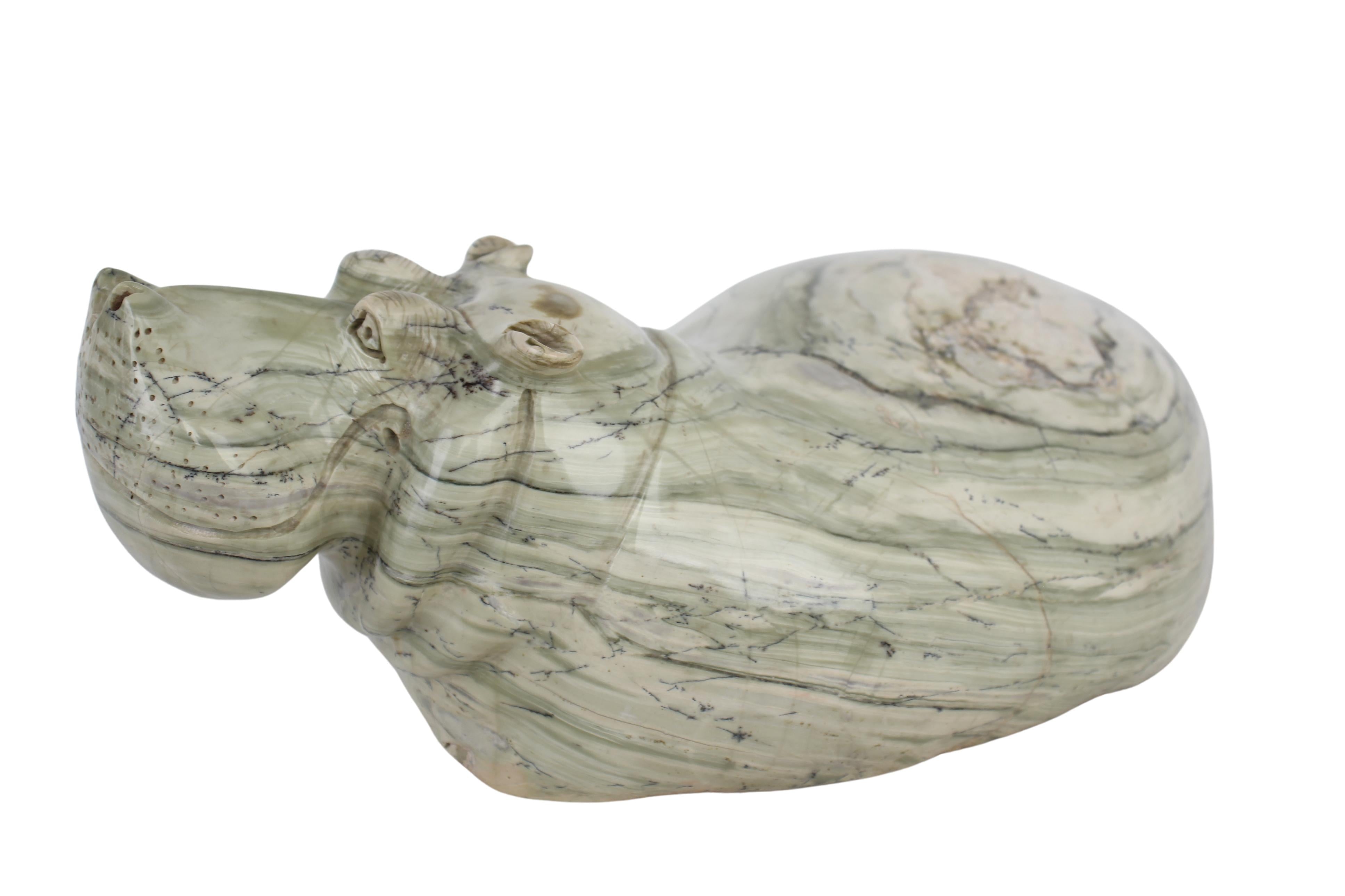 Shona Tribe Butter Jade Hippo ~6.3" Tall (New 2024)