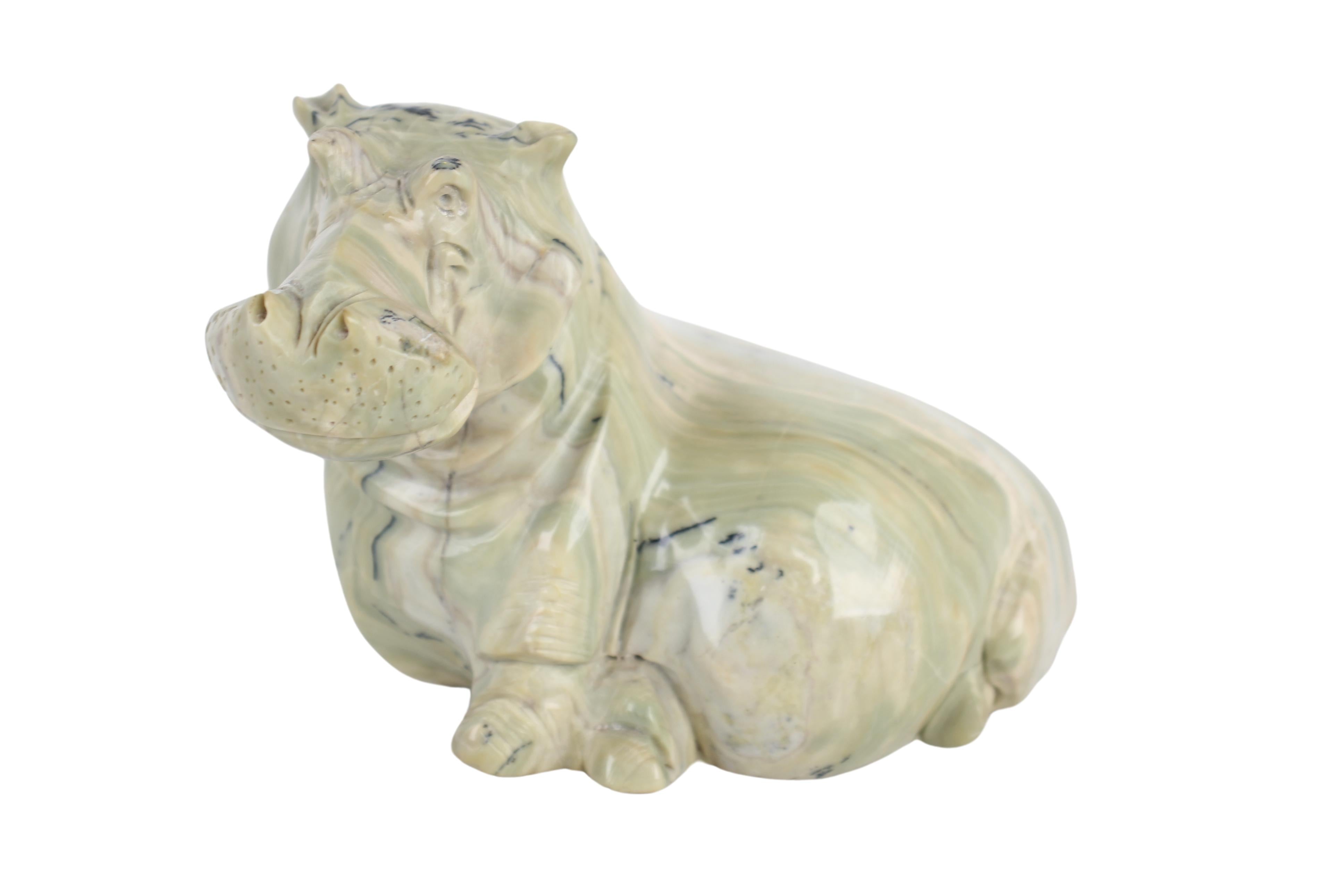 Shona Tribe Butter Jade Hippo ~3.7" Tall (New 2024)