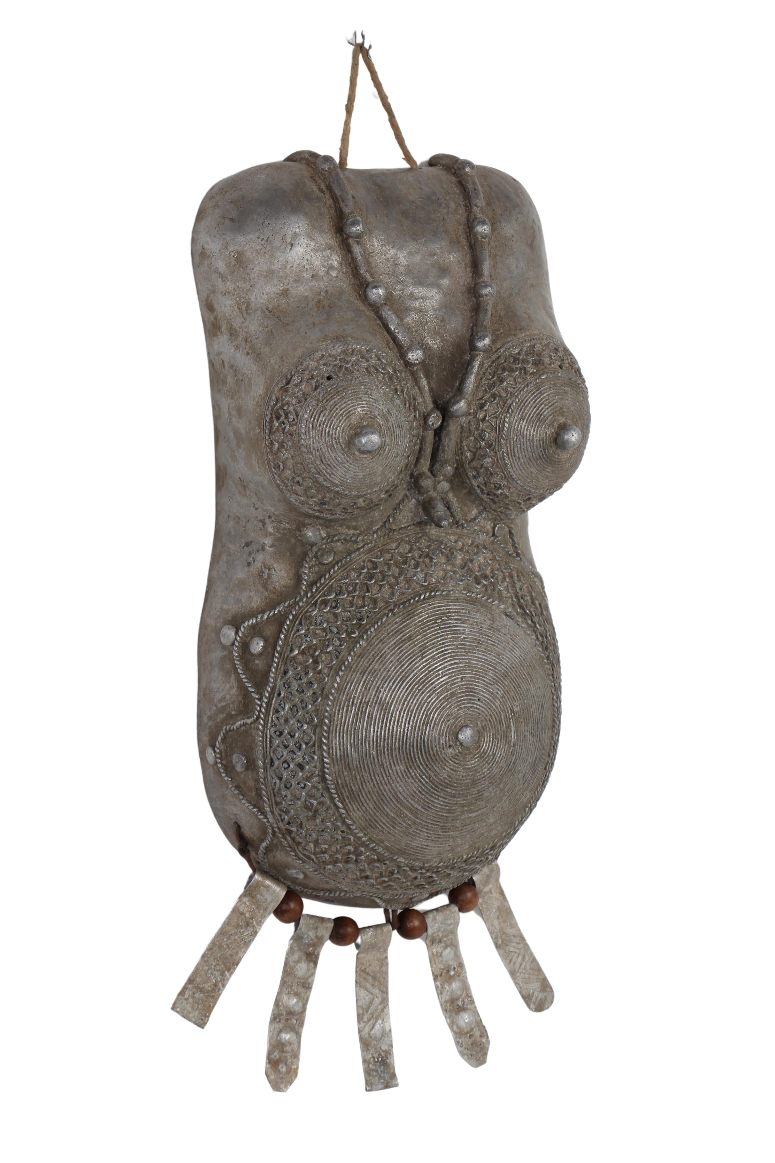 Bamileke Tribe Female Metal Body Mask ~17.8" Tall (New 2024)