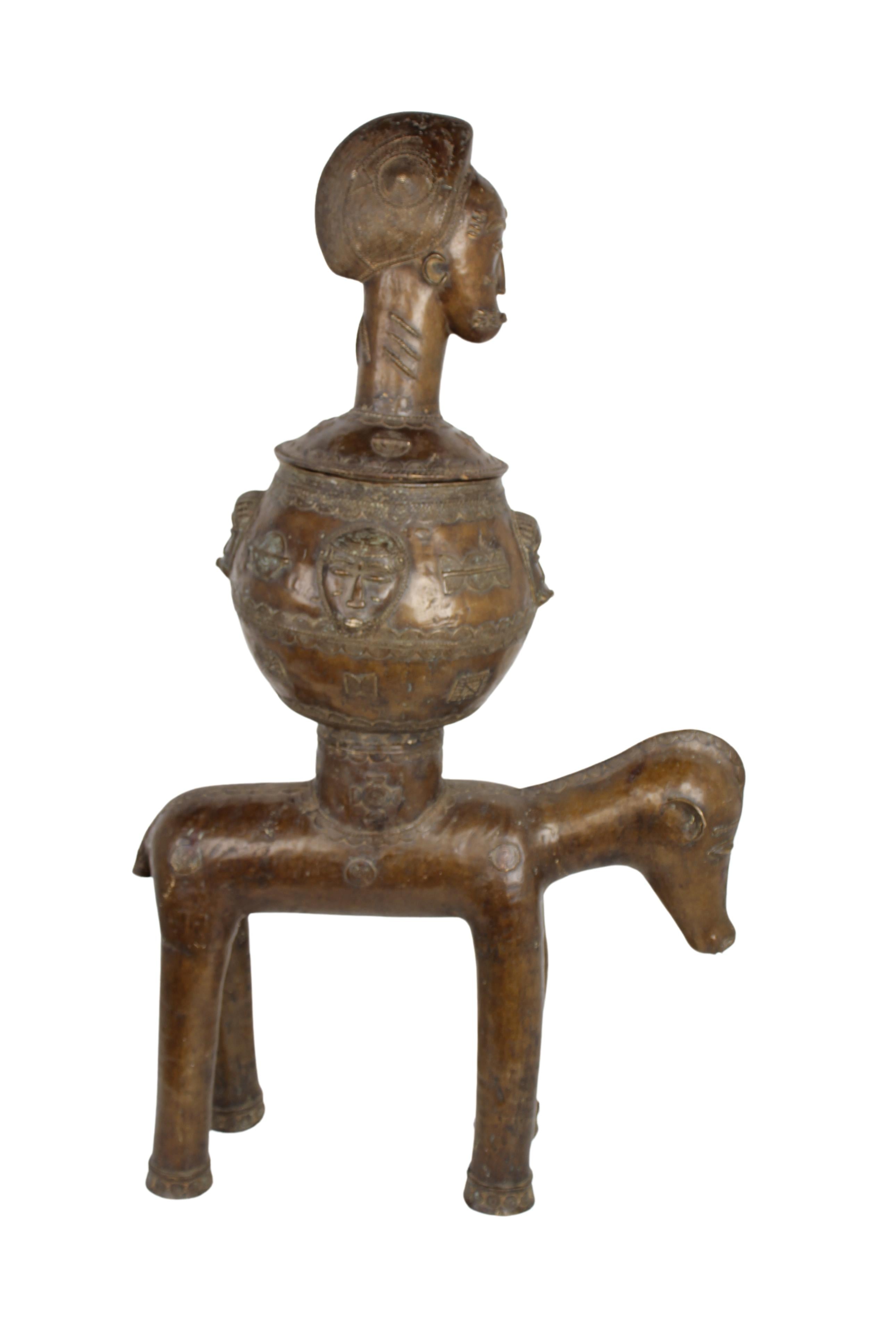 Baule Tribe Bronze Horse ~41.7" Tall (New 2024)