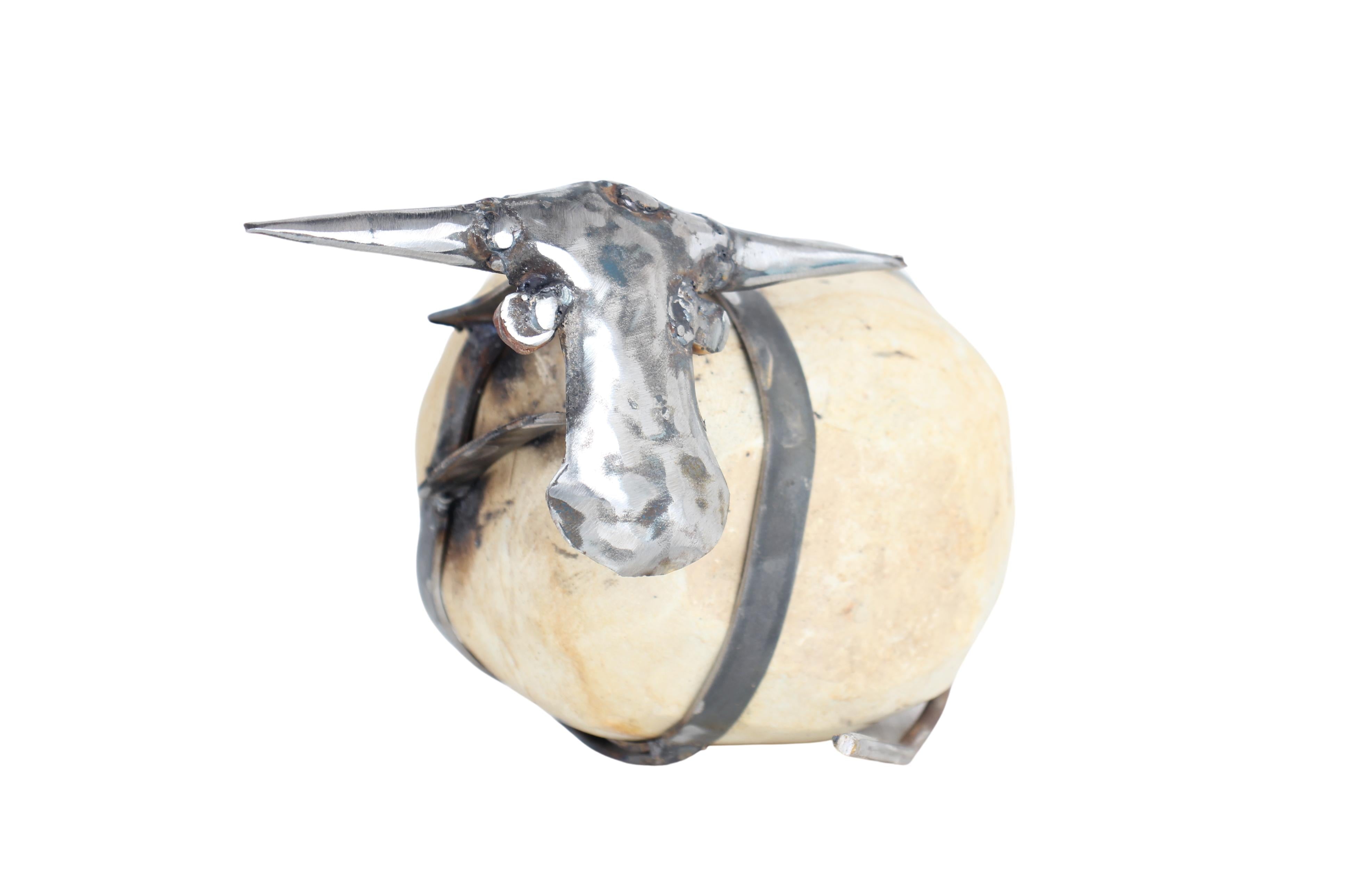 Shona Tribe Metal/Rock Bull Sculpture ~4.9" Tall (New 2024)