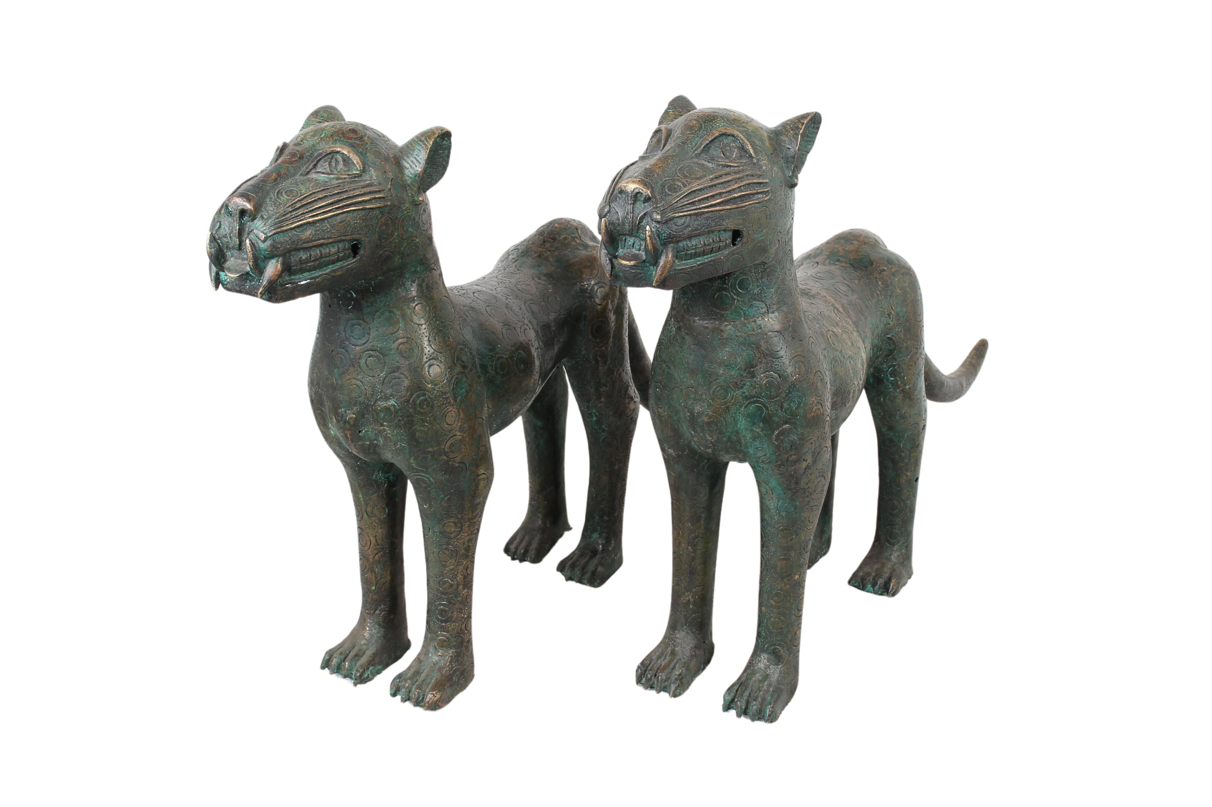 Edo Tribe Benin Bronze Leopard ~24.4" Tall (New 2024)