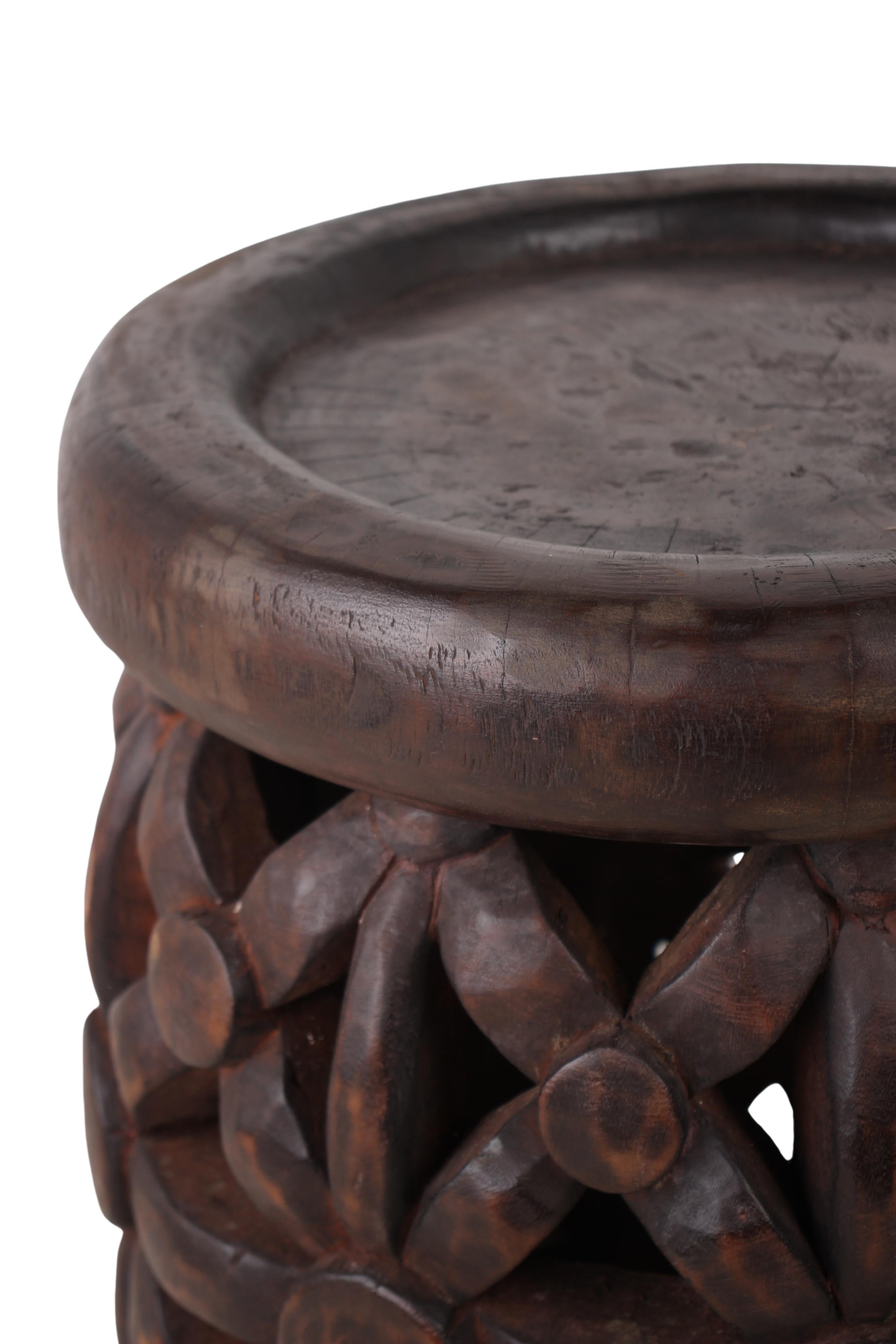 Bamileke Tribe Wooden Stool ~18.5" Tall (New 2024)