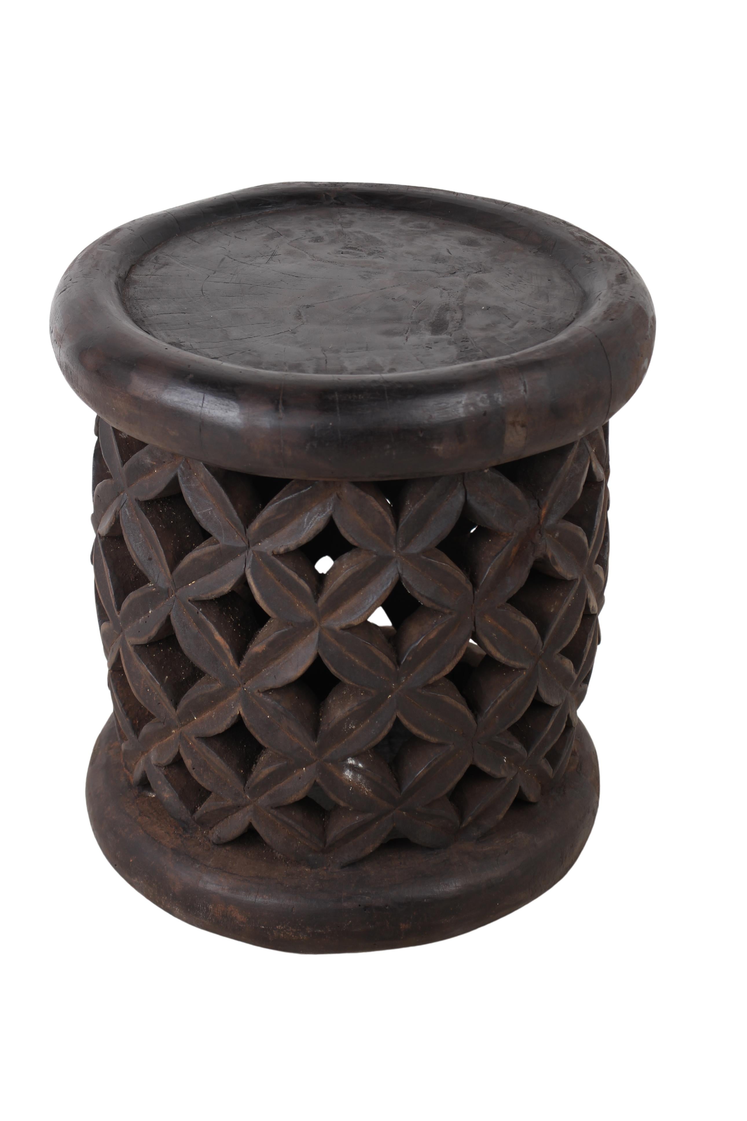 Bamileke Tribe Wooden Stool ~14.2" Tall (New 2024)