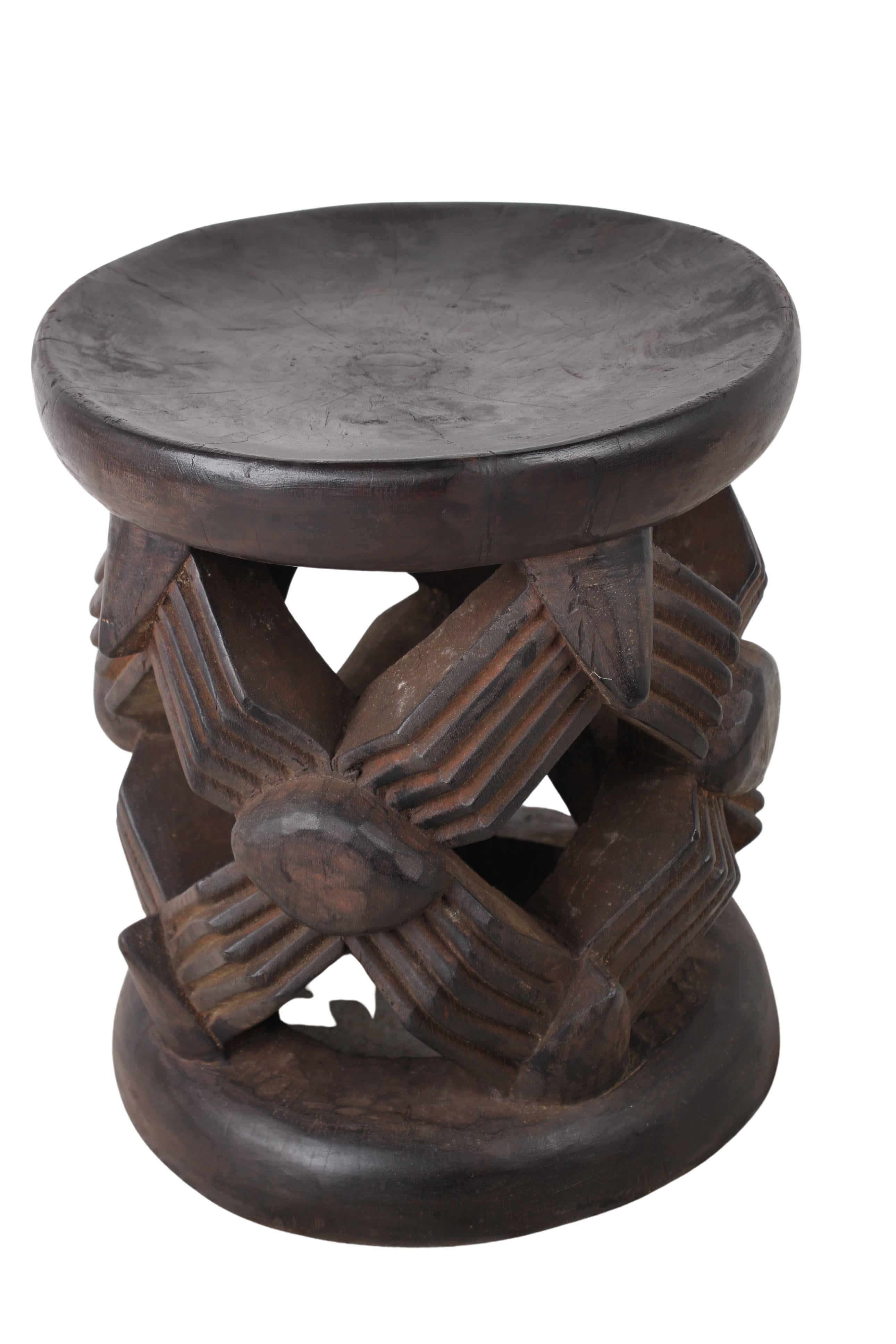 Bamileke Tribe Wooden Stool ~15.9" Tall (New 2024)