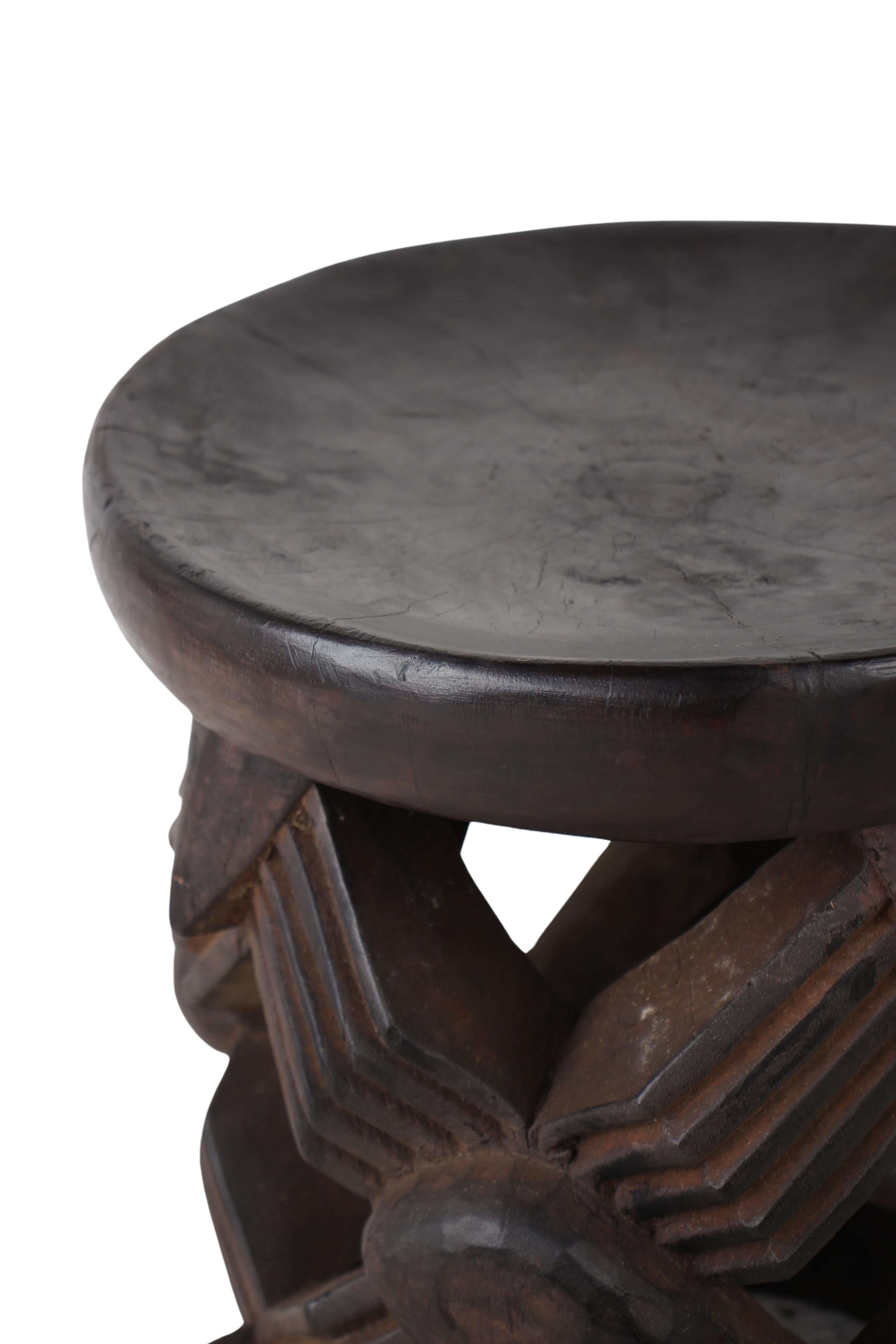 Bamileke Tribe Wooden Stool ~15.9" Tall (New 2024)