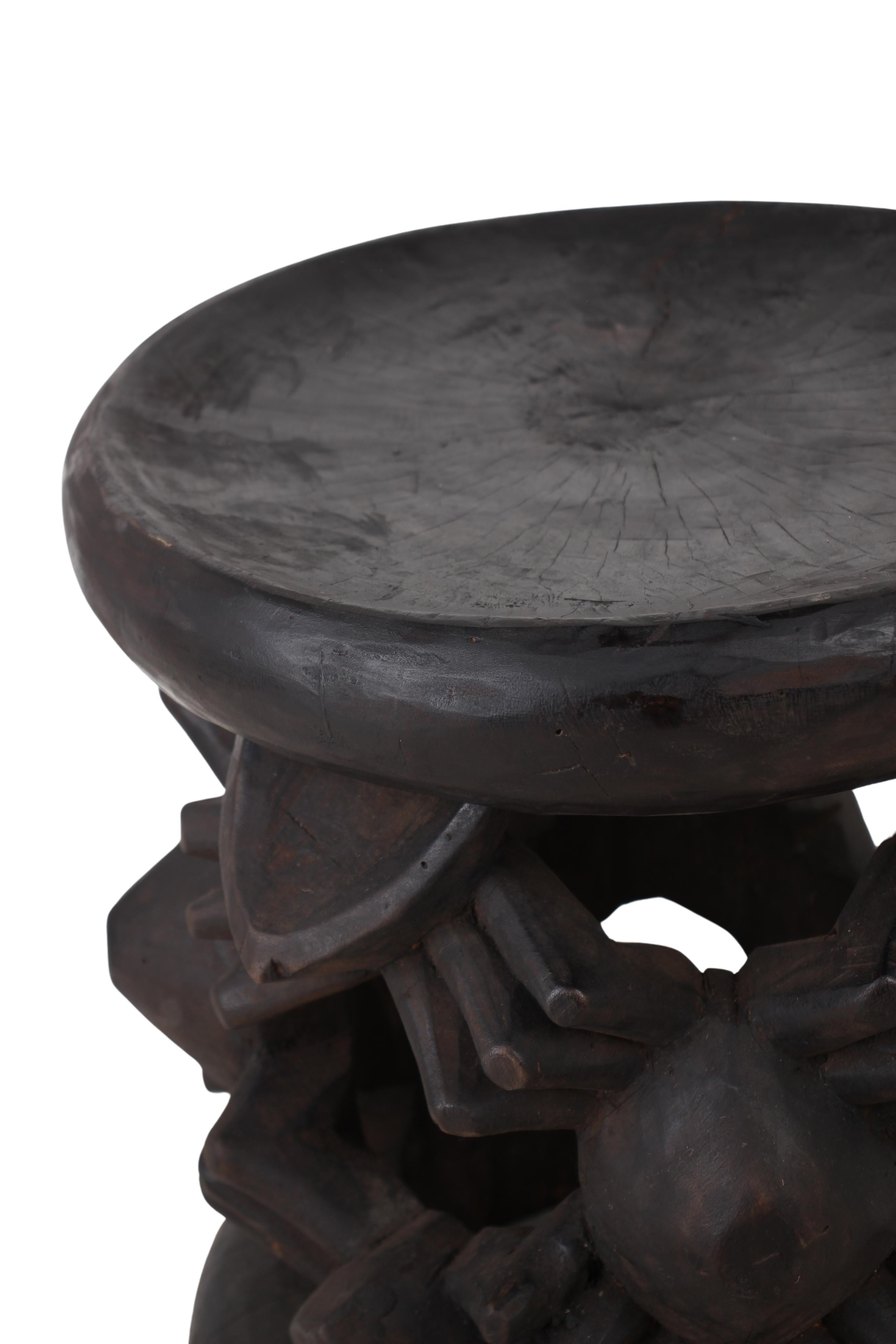 Bamileke Tribe Wooden Stool ~15.7" Tall (New 2024)