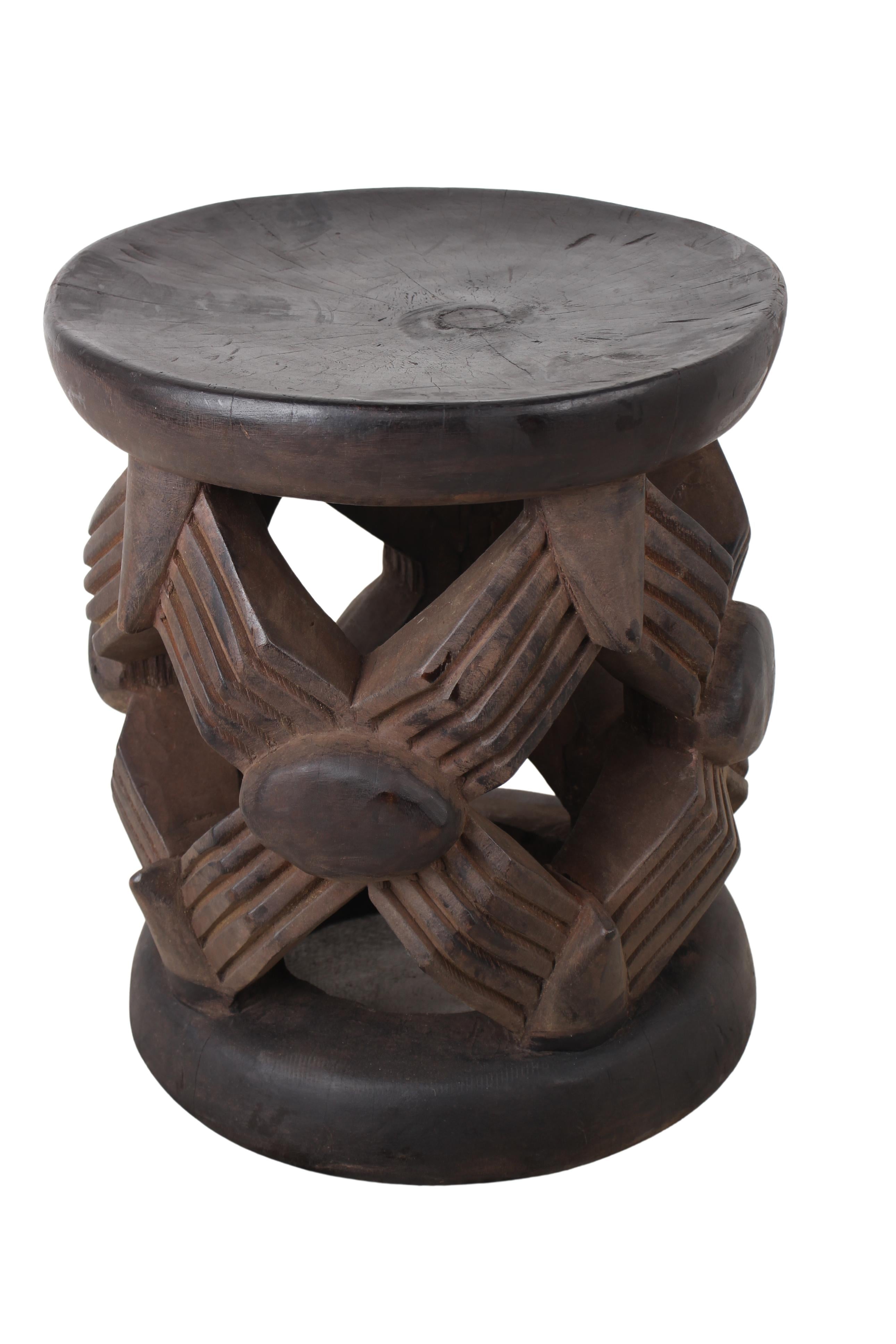 Bamileke Tribe Wooden Stool ~17.5" Tall (New 2024)