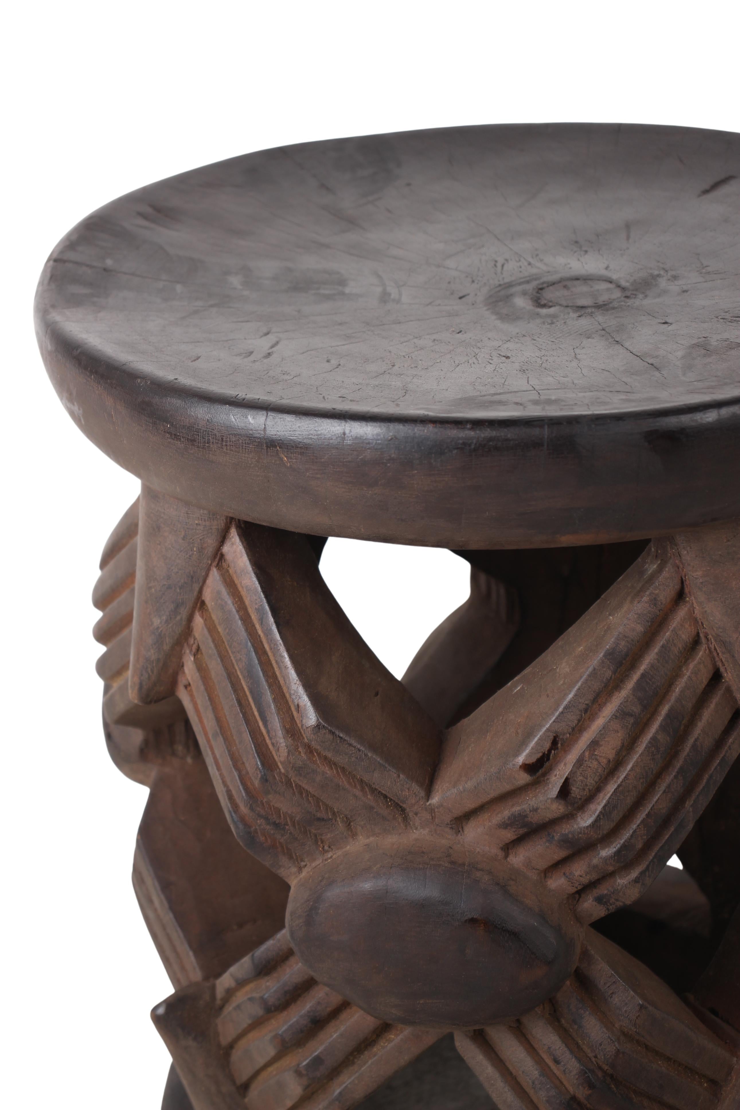 Bamileke Tribe Wooden Stool ~17.5" Tall (New 2024)
