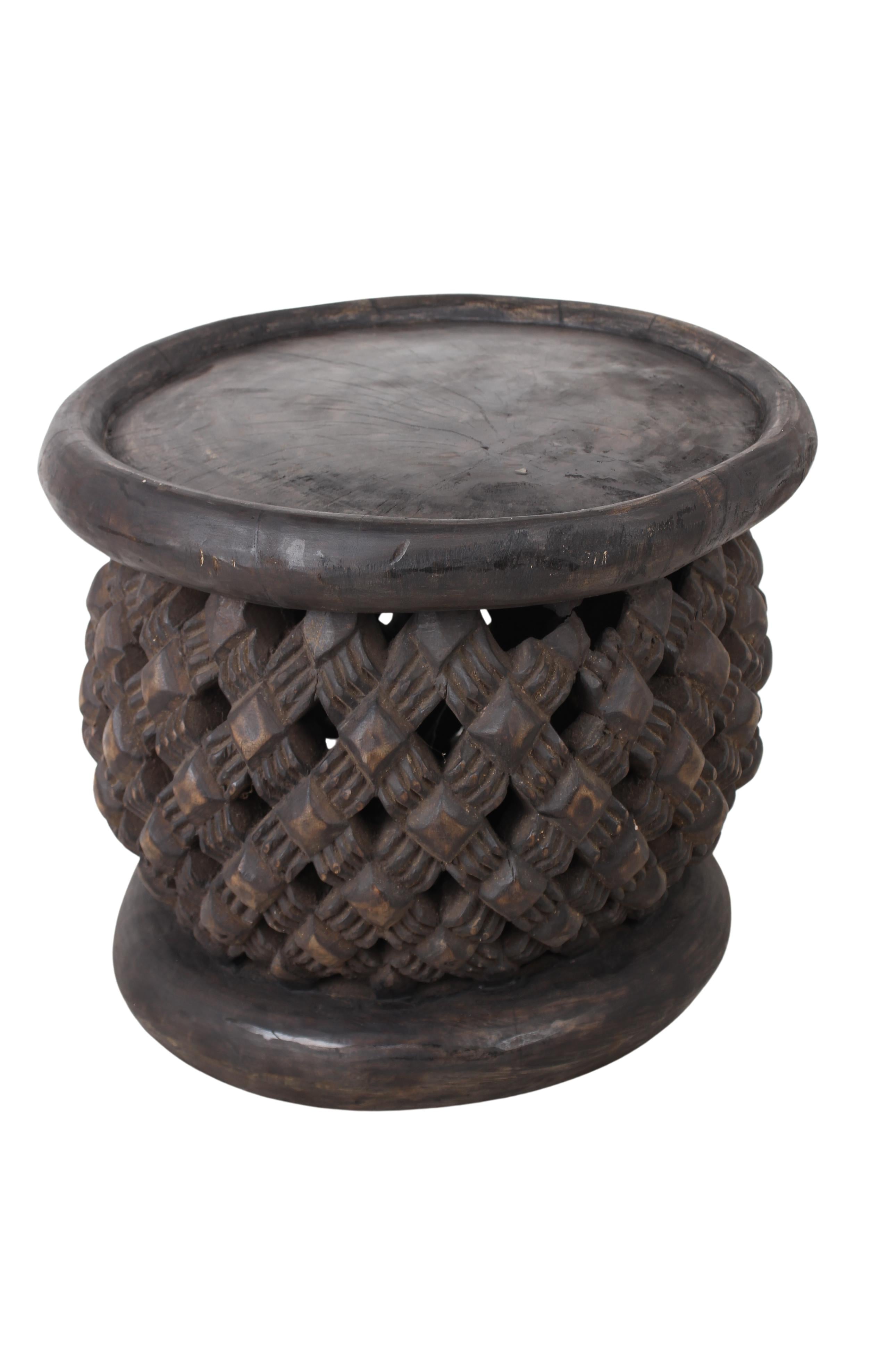 Bamileke Tribe Wooden Stool ~15.7" Tall (New 2024)