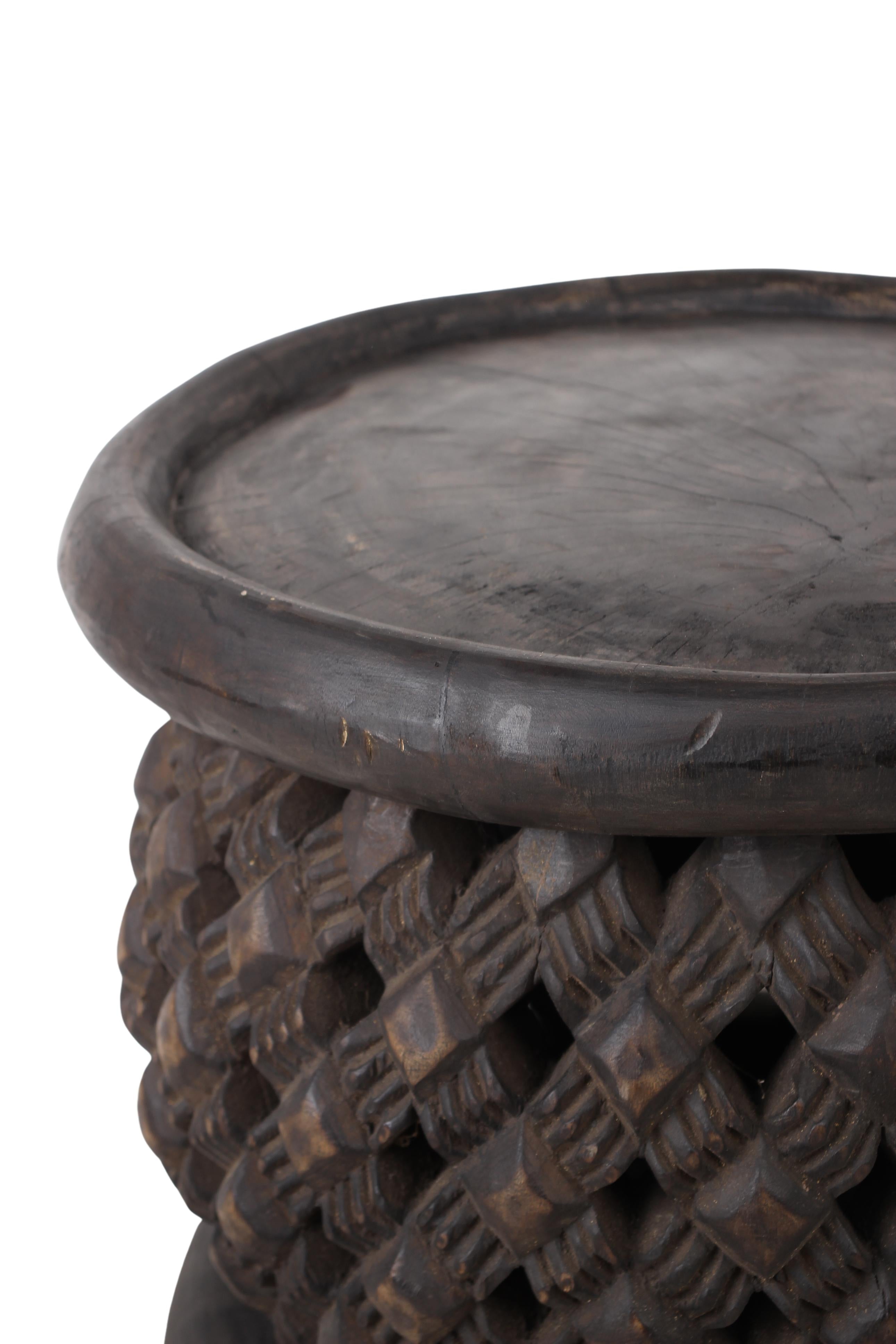 Bamileke Tribe Wooden Stool ~15.7" Tall (New 2024)
