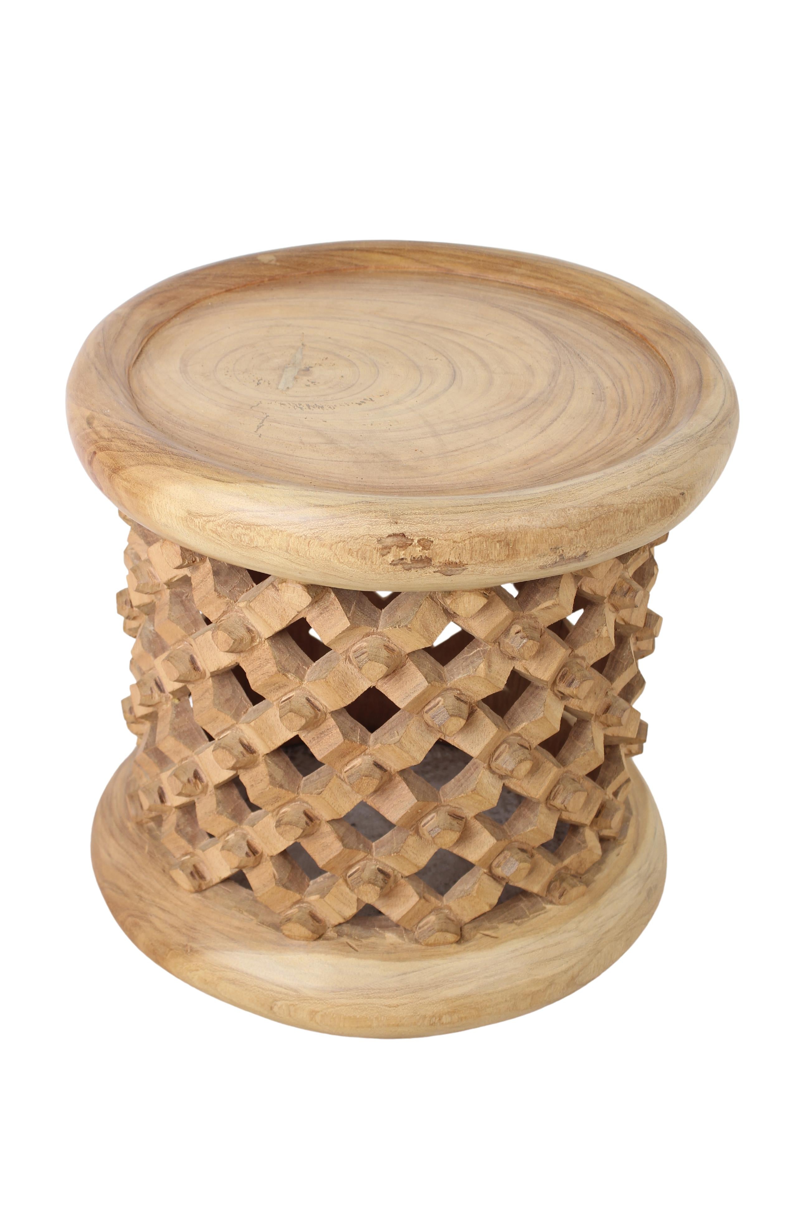 Bamileke Tribe Wooden Stool ~13.4" Tall (New 2024)