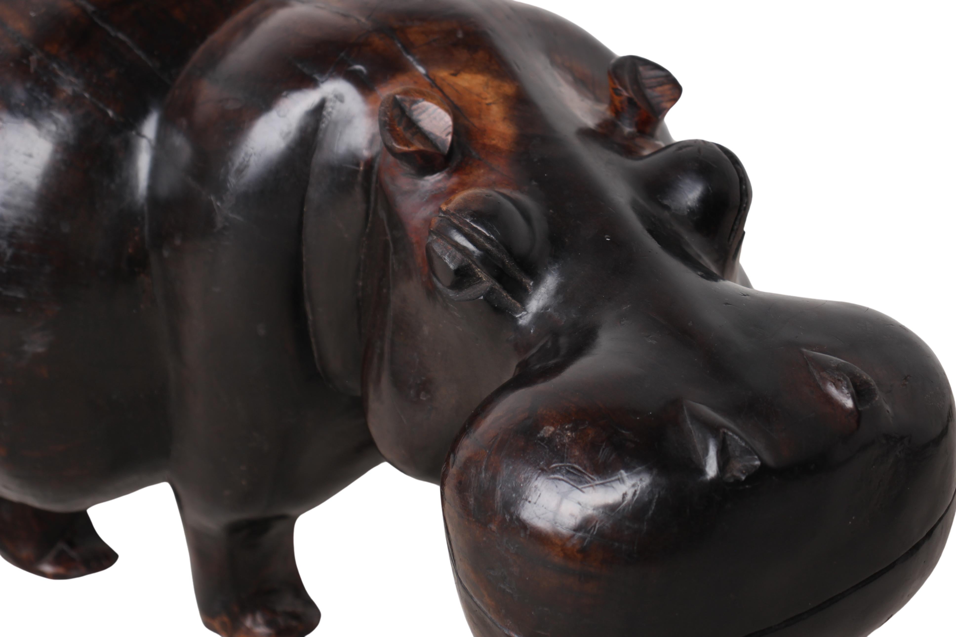 Chichewa Tribe Wooden Hippo ~11.8" Tall (New 2024) - Wooden and Basket Artifacts