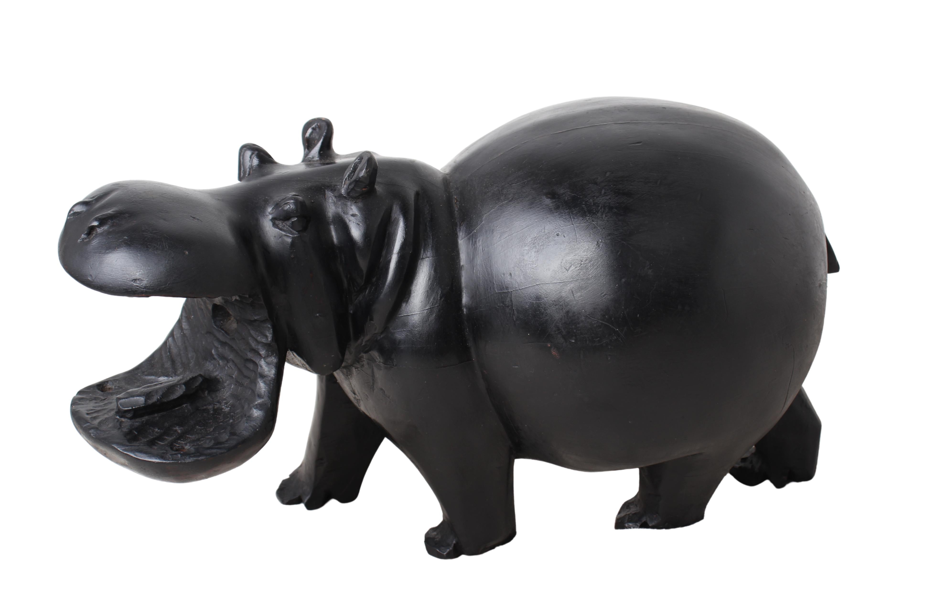 Chichewa Tribe Wooden Hippo ~11.8" Tall (New 2024)