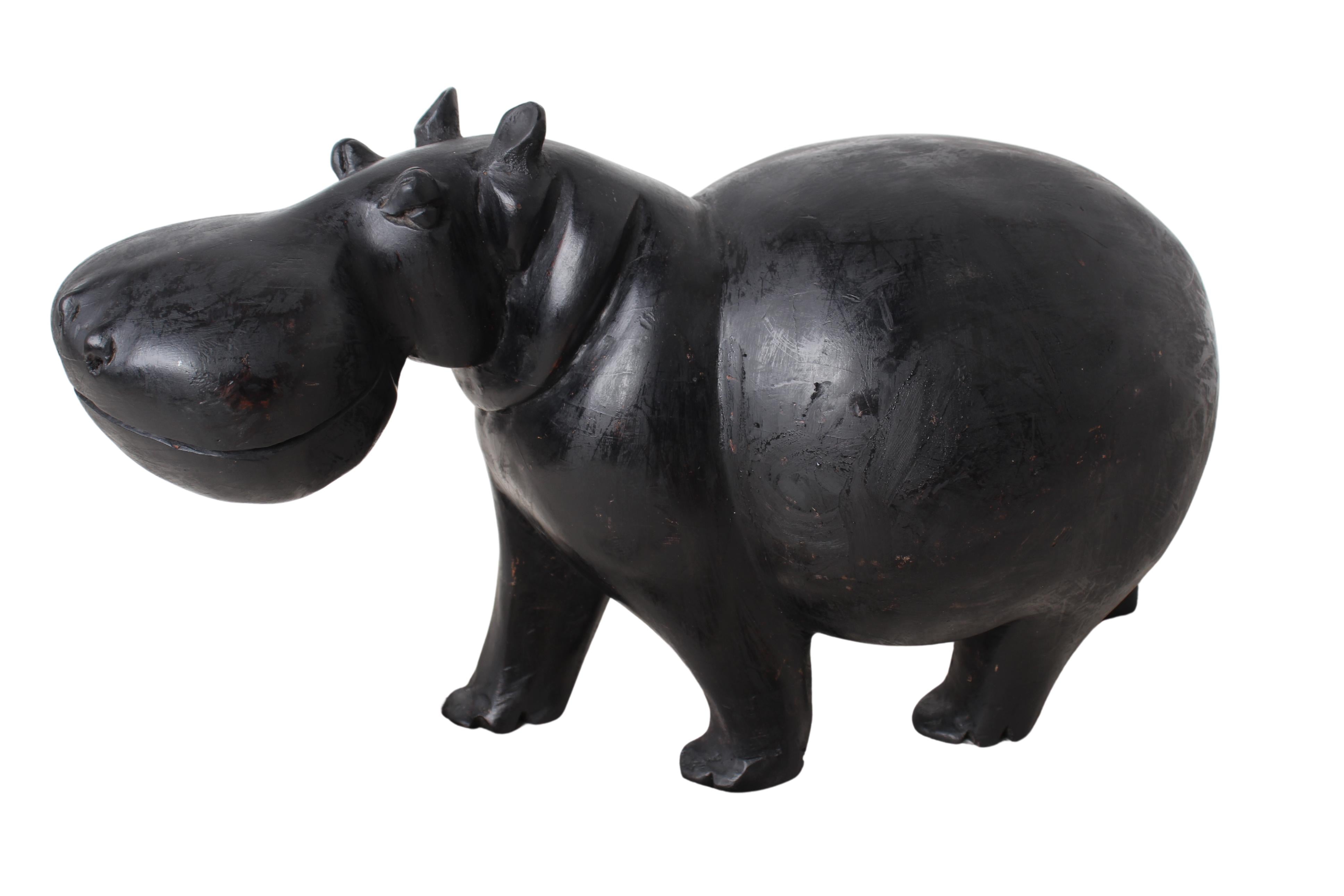 Chichewa Tribe Wooden Hippo ~12.2" Tall (New 2024)